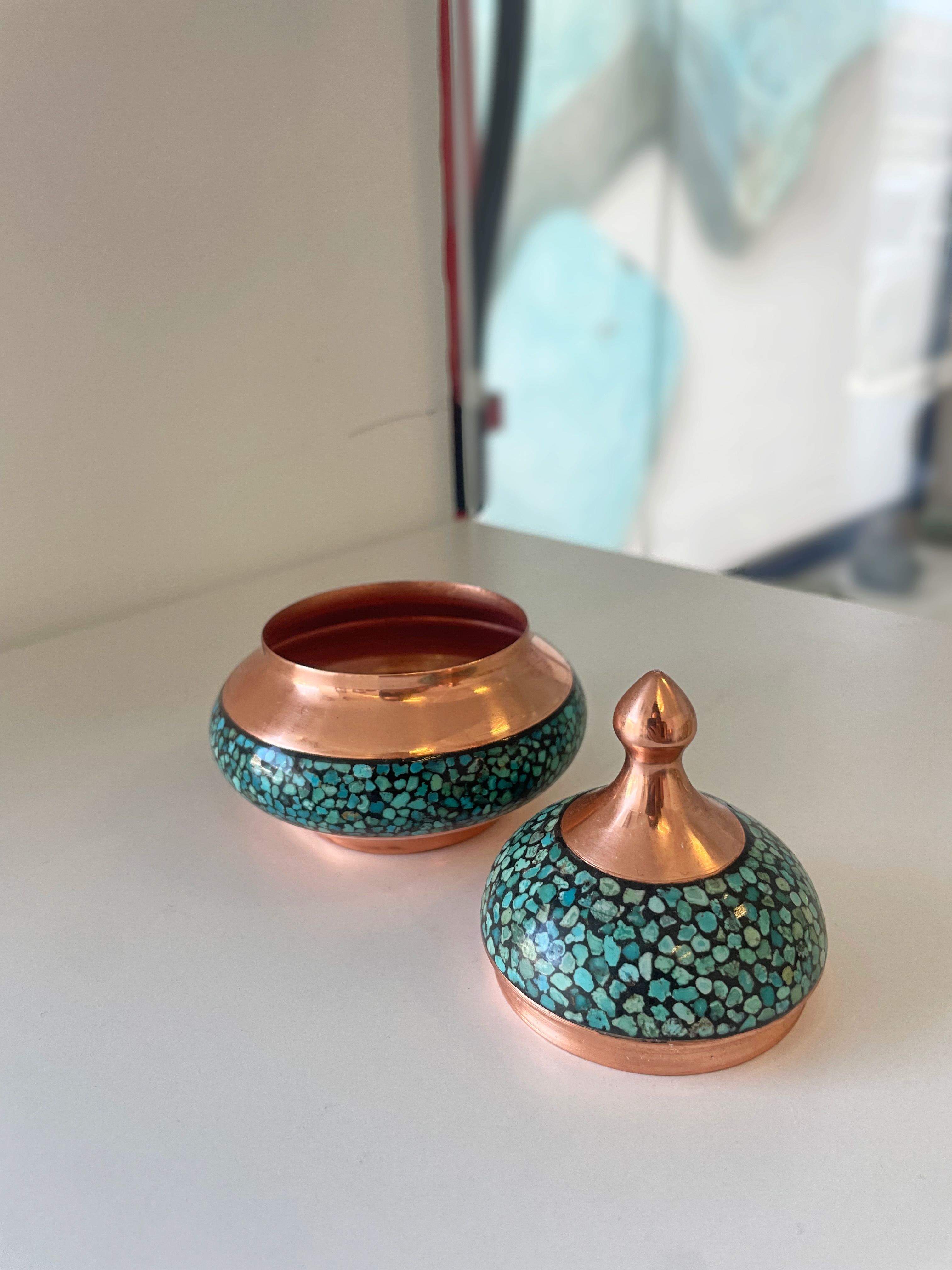 Persian Turquoise Inlayed Candy Dish