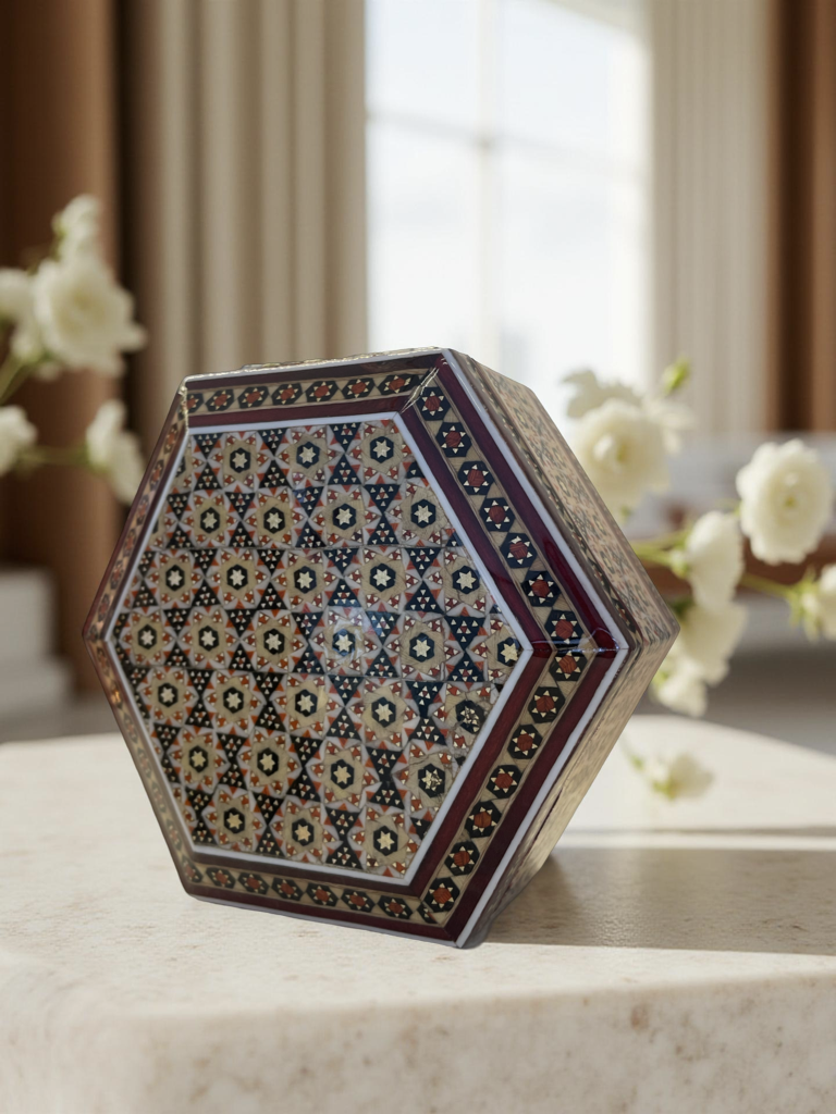 Khatamkari hexagonal jewelry box