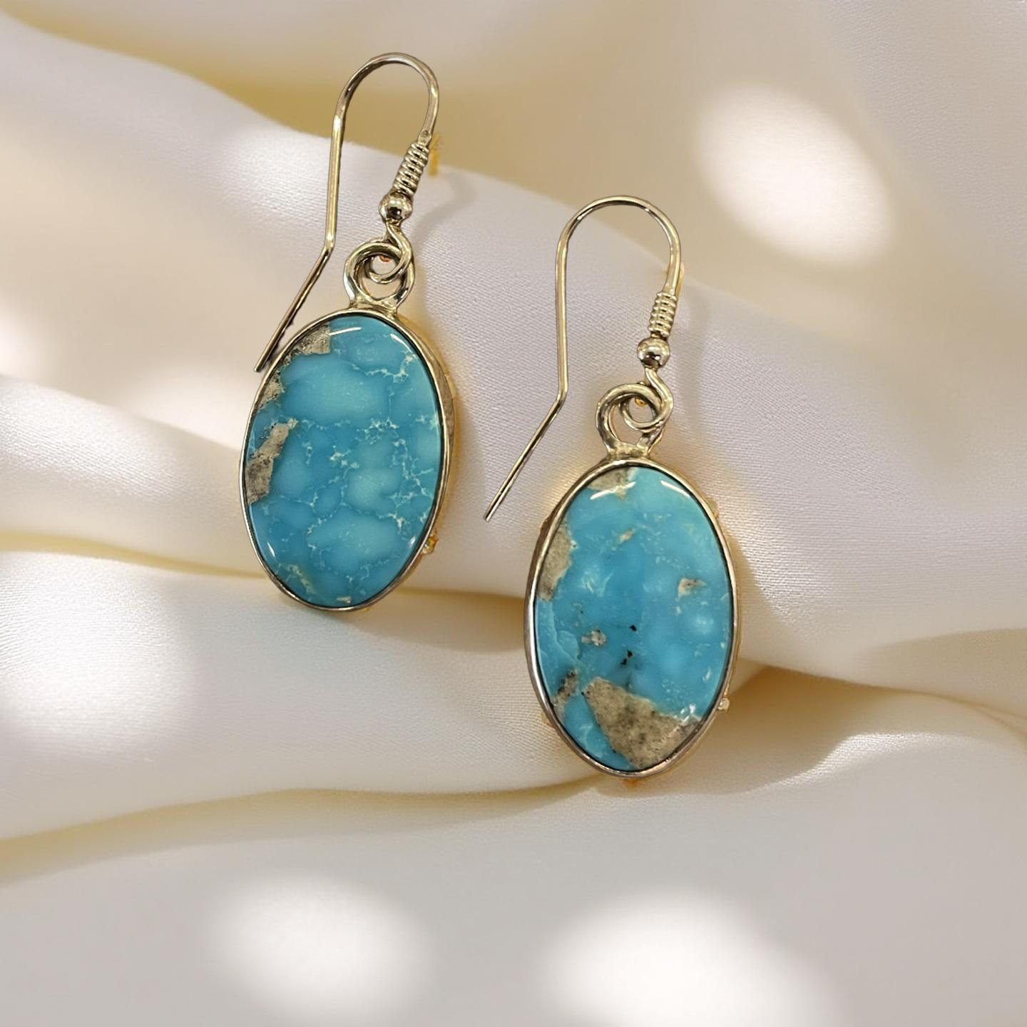 Turquoise oval dangle earrings
