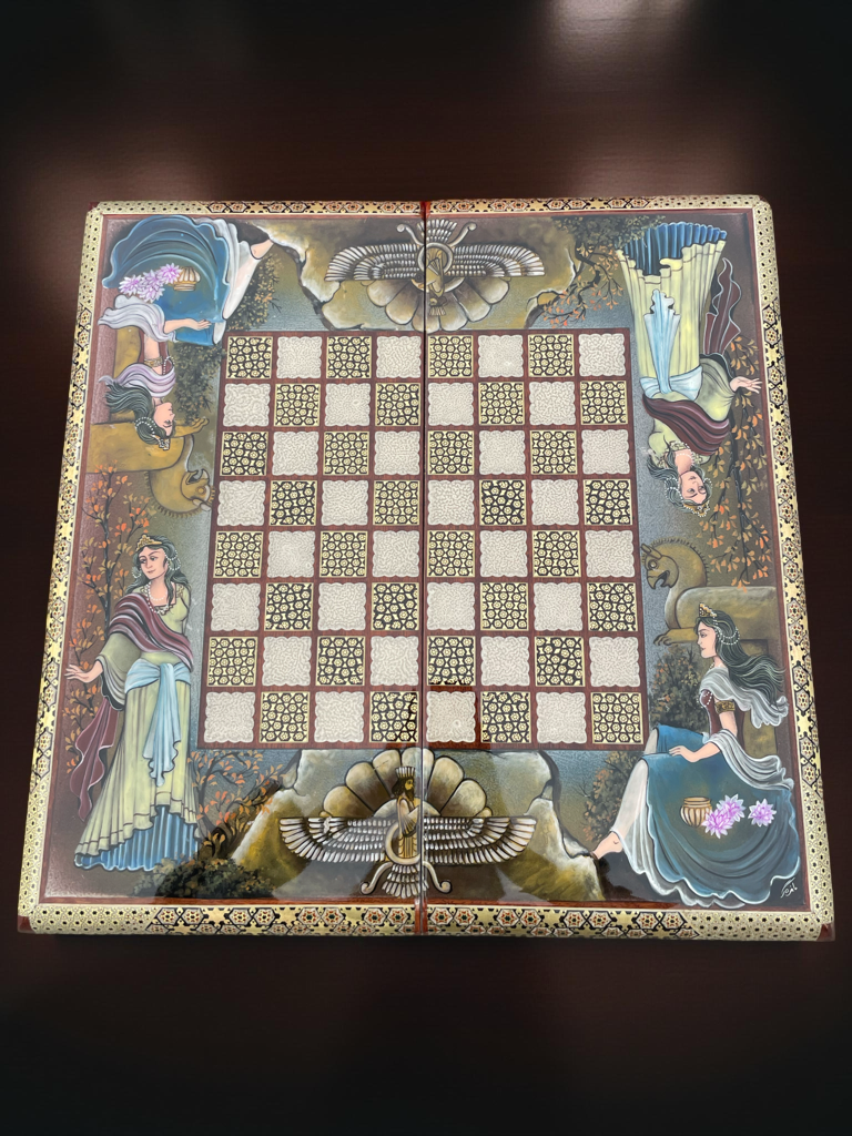 Handcrafted persian backgammon with chess set