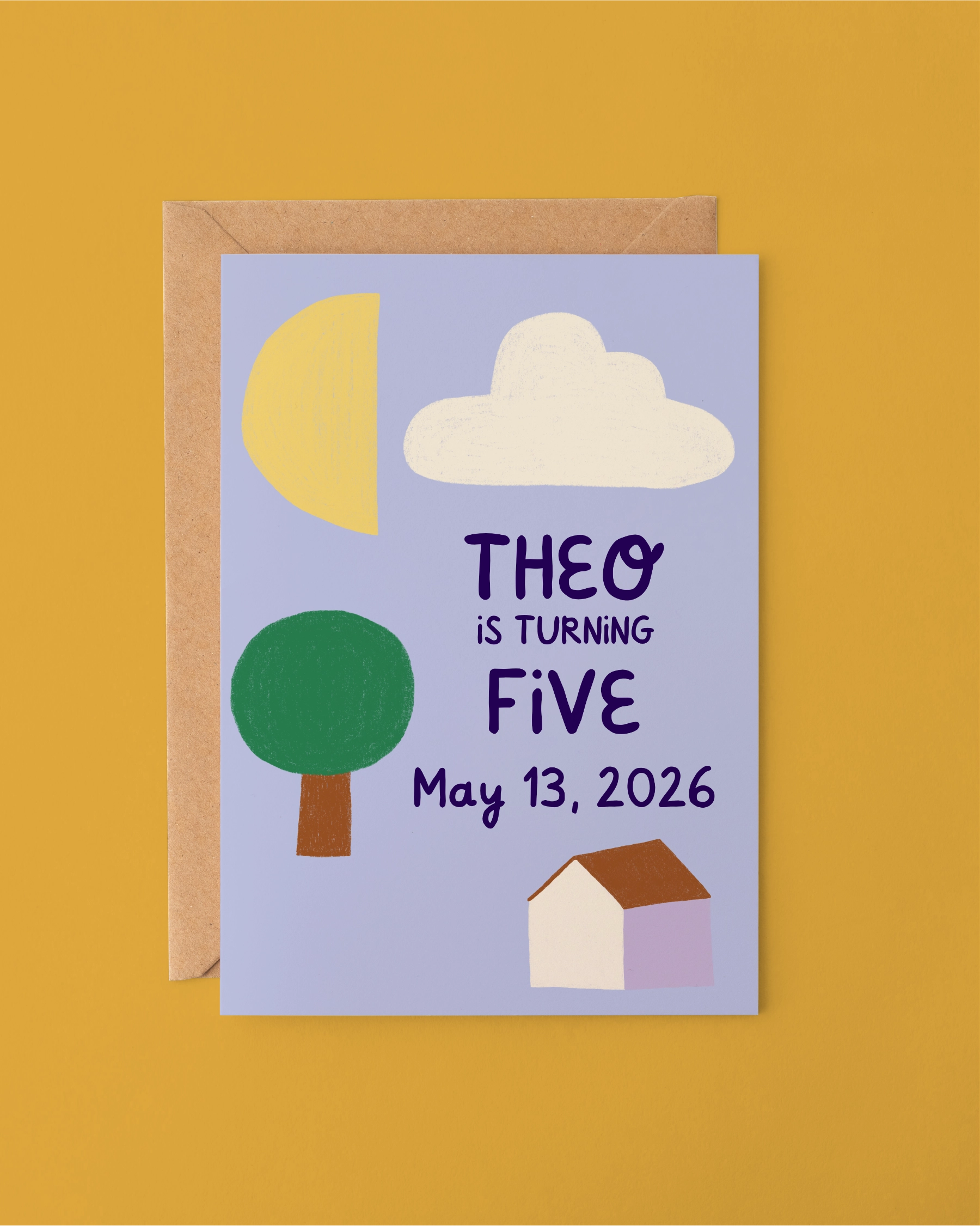 Birthday Invitation "Moon-House-Cloud"