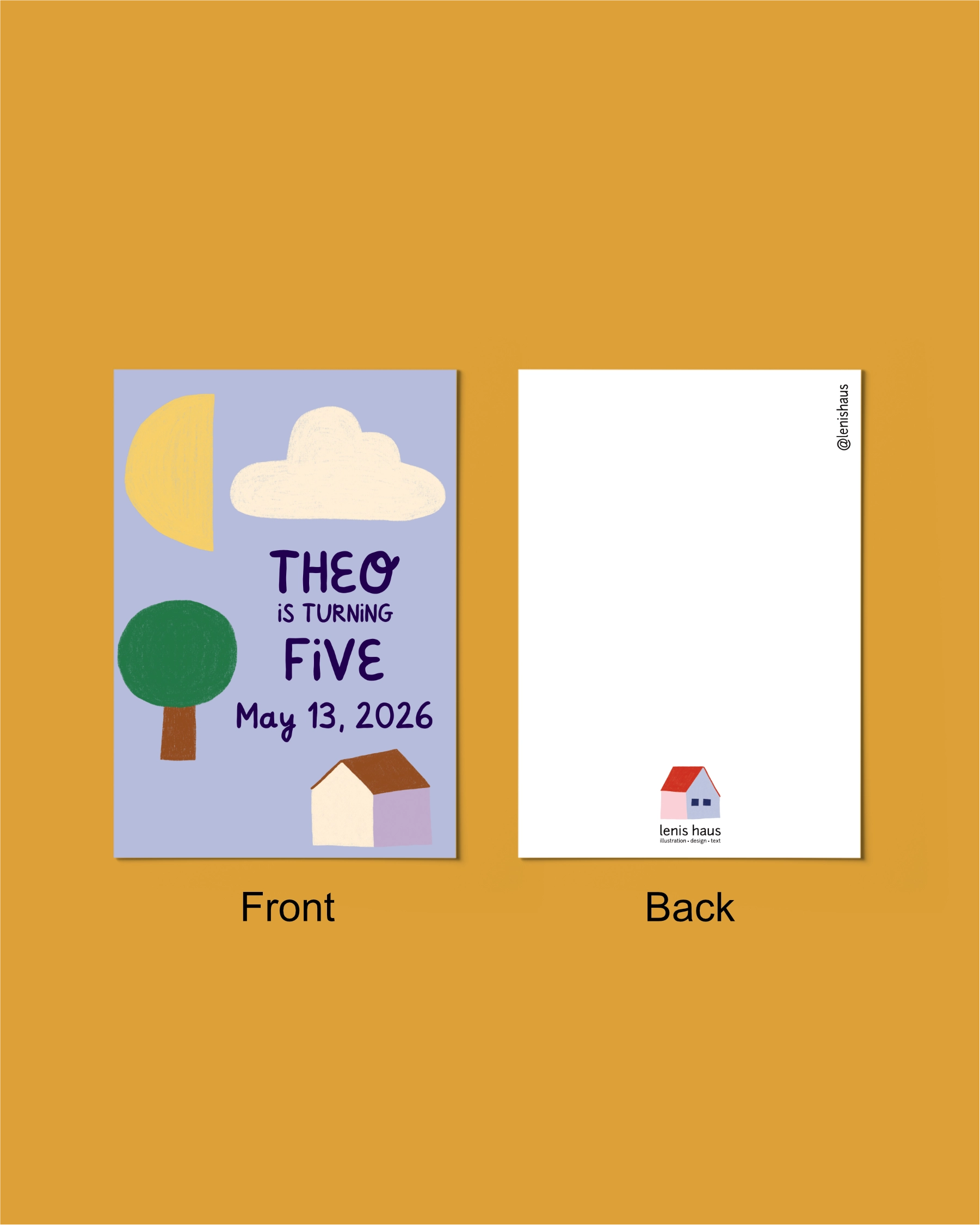 Birthday Invitation "Moon-House-Cloud"