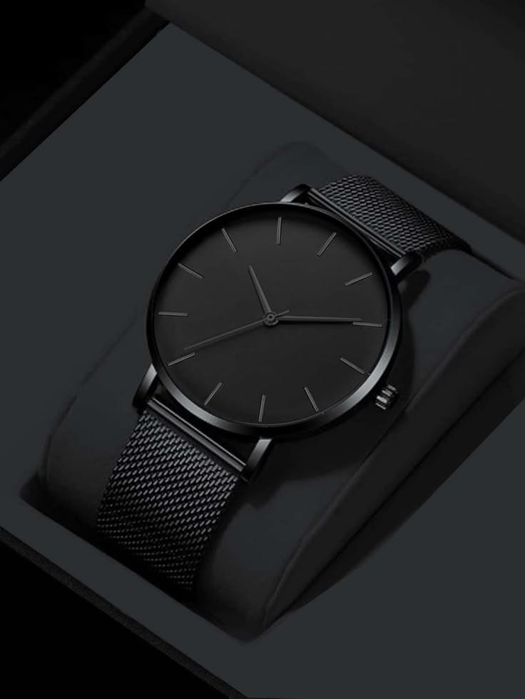 Minimalist Black Mesh Watch