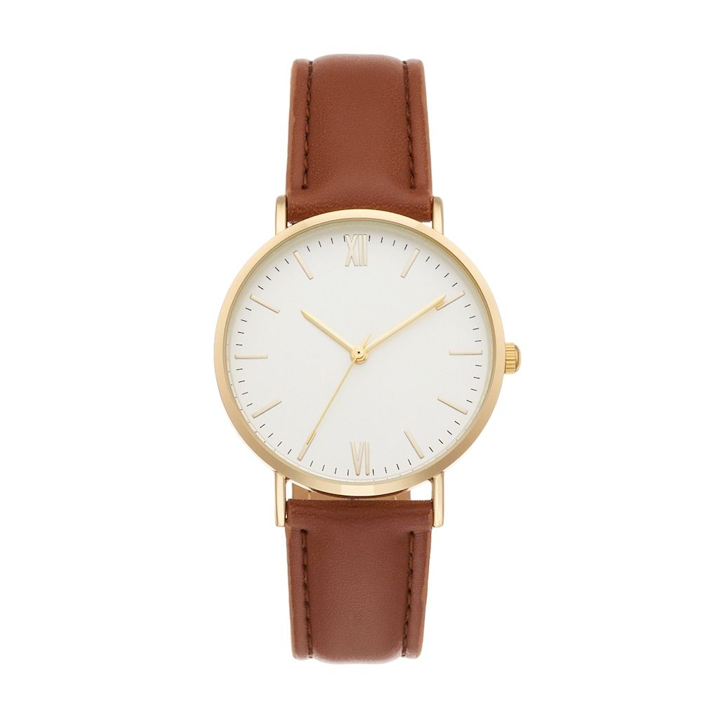Classic Brown Leather Strap Watch