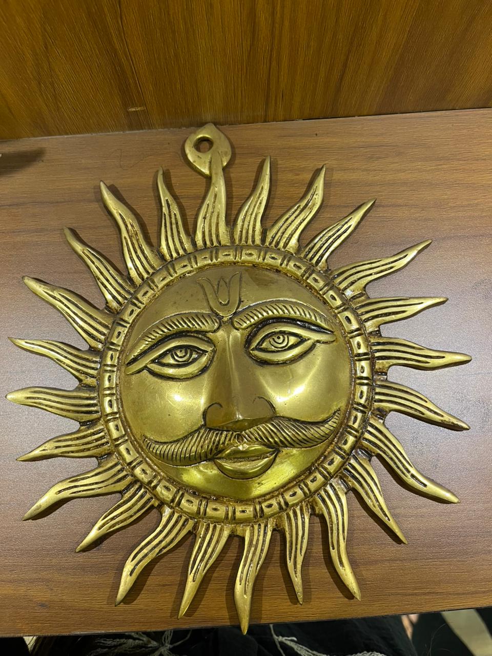Sun-Shaped Brass Wall Mirror