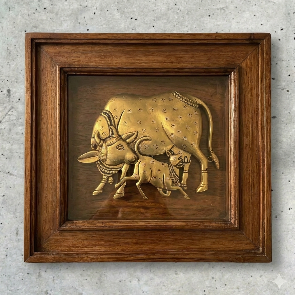 Brass Cow and Calf Wall Hanging