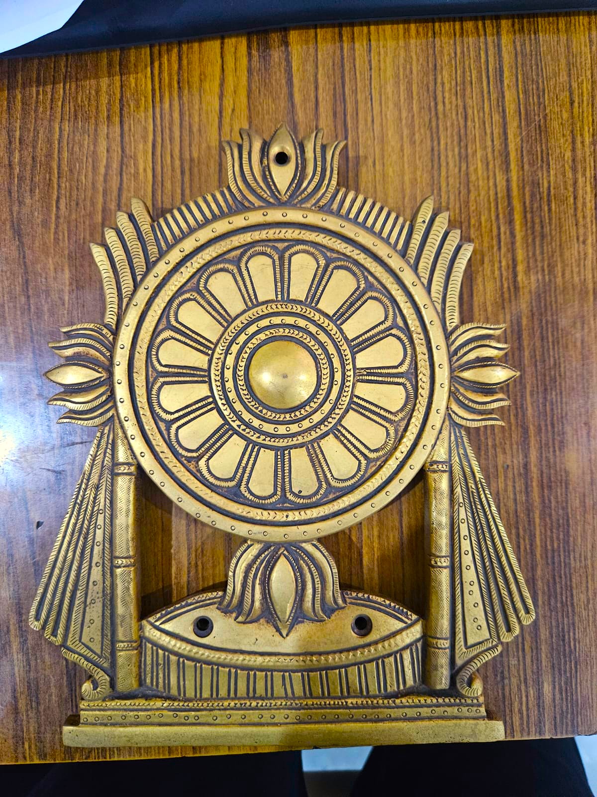 Chakra Prabha — Handcrafted Brass Sudarshana in Temple Arch