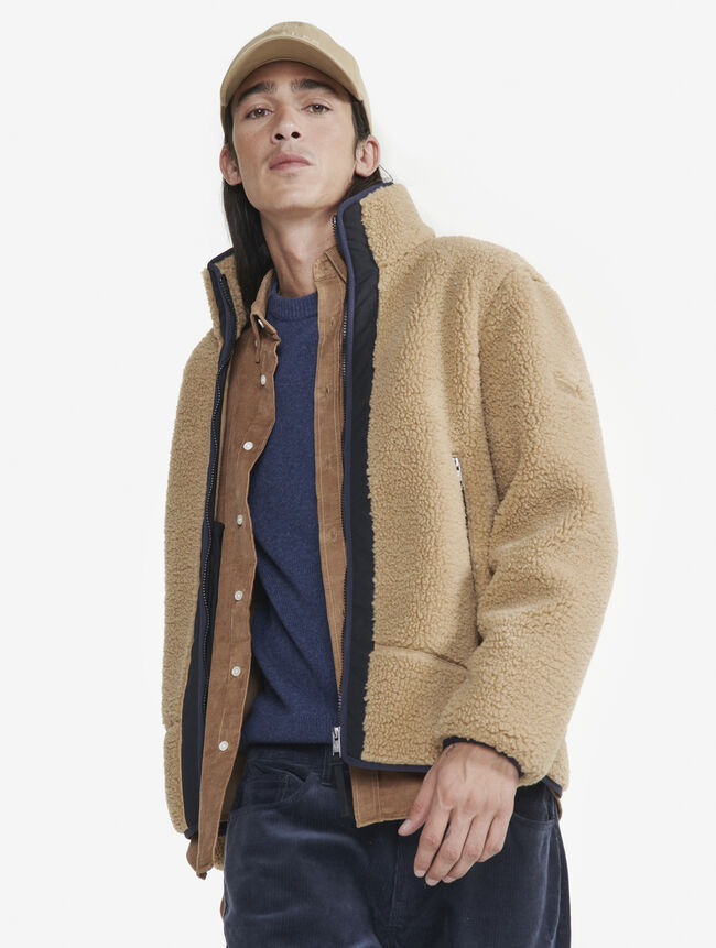 Veste polaire sherpa avec fermeture éclair pour homme