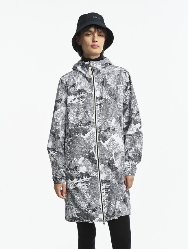 Aigle x MNHN - Rainpack 90 : Parka mixte coupe-vent imperméable, courte et pliable