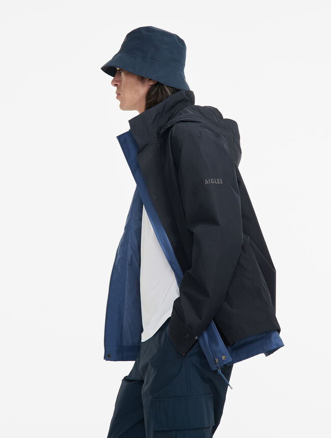 Veste imperméable noire courte GORE-TEX avec capuche amovible