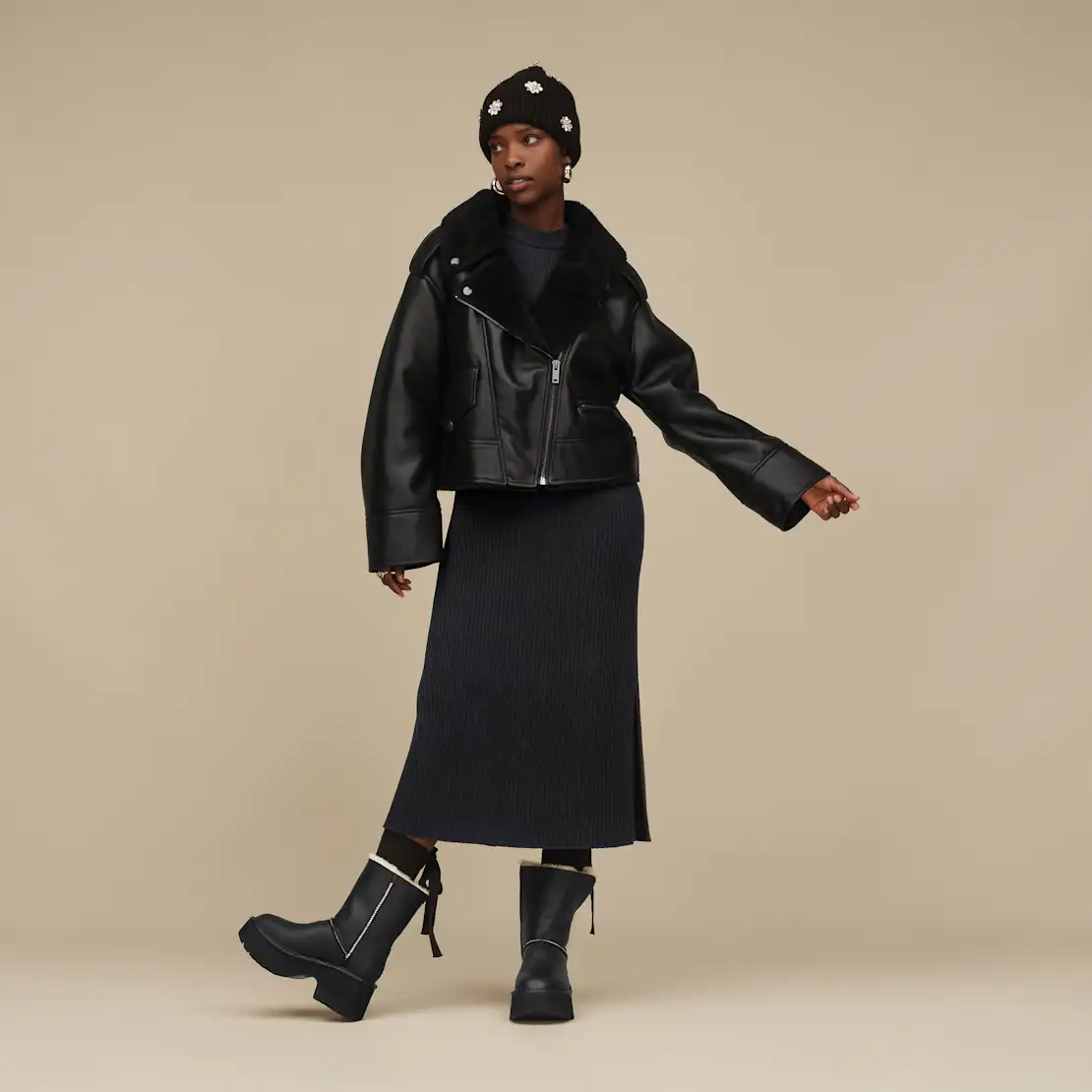 Veste en cuir noir UGG