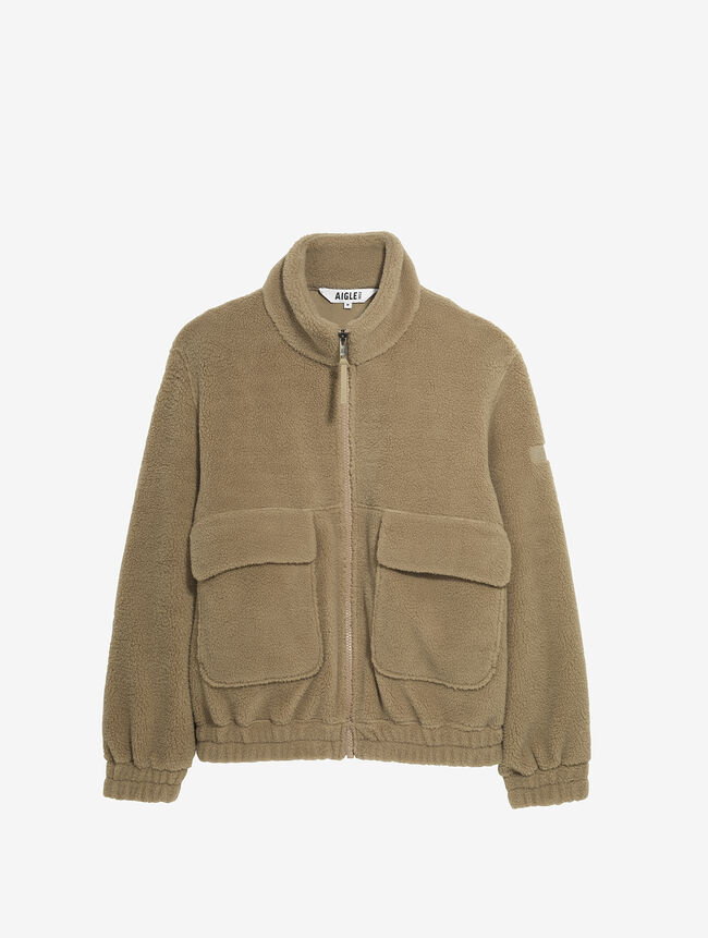 Veste polaire beige et noire 