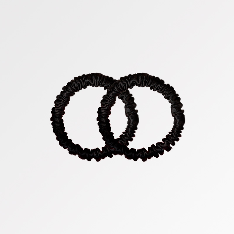 Black skinny scrunchies 2pc set