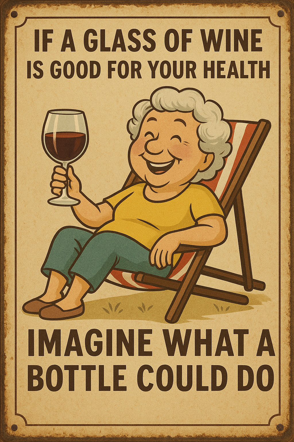 Retro Wine-Themed Metal Sign