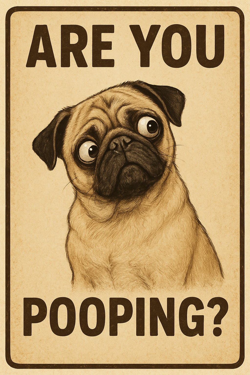 Funny Pug Bathroom Sign