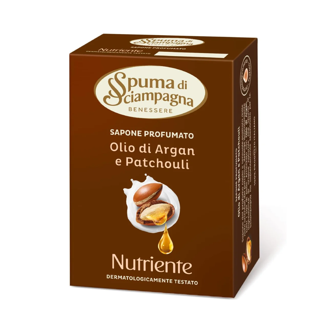 Spuma di Sciampagna muilas su argano ir pačiulių aliejumi