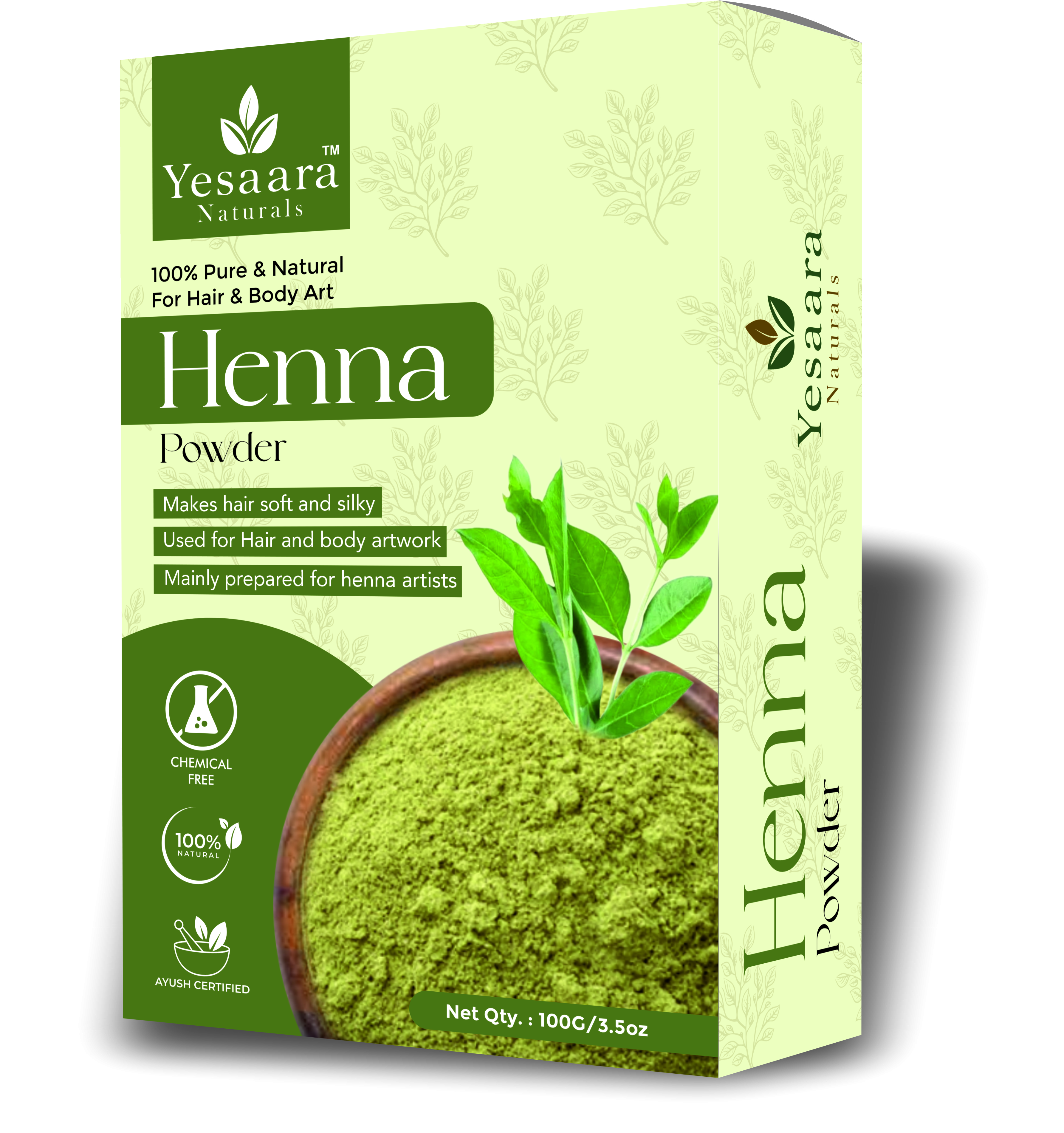Yesaara Naturals Henna Powder 100 gm Pack