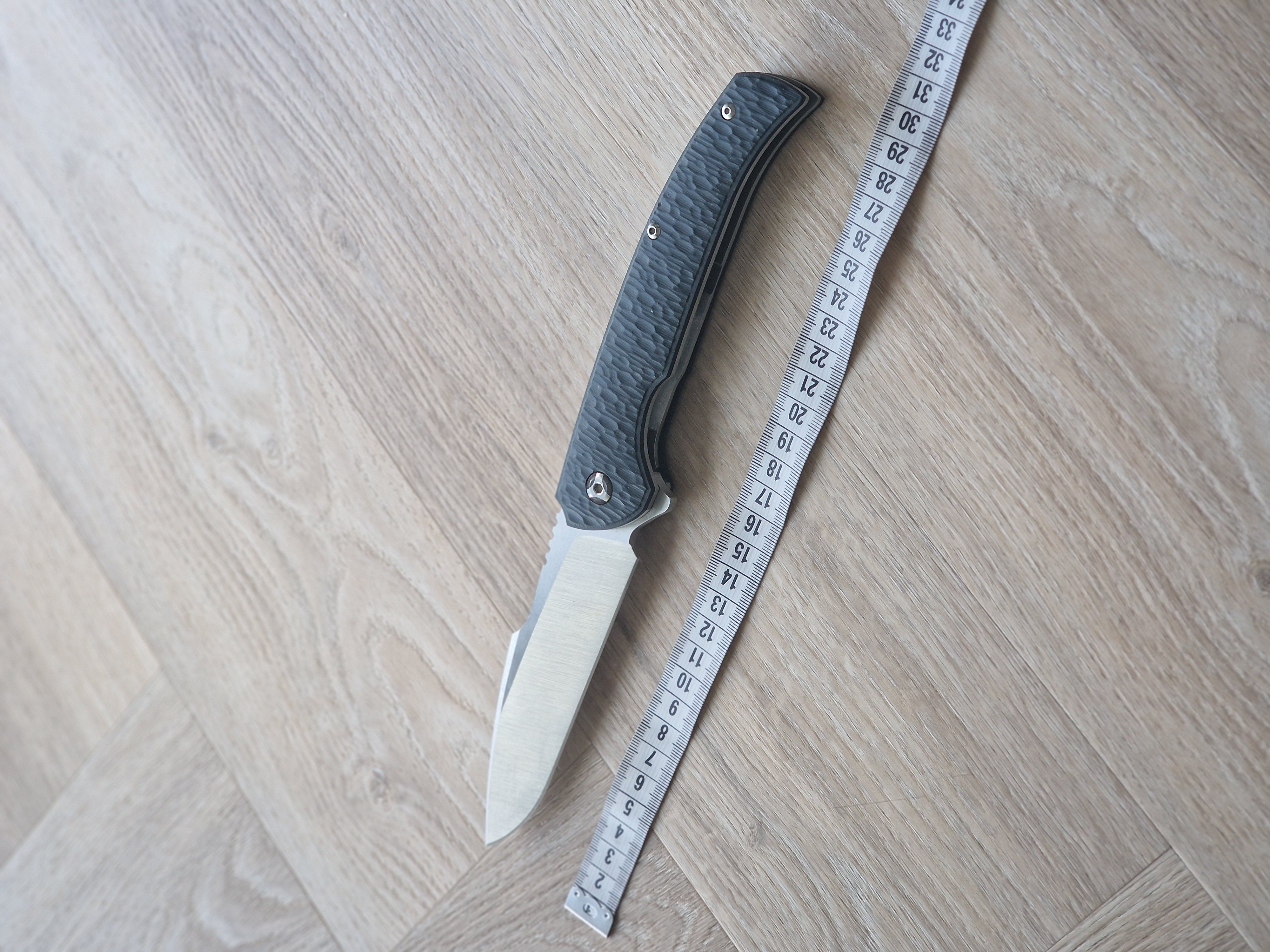 XXL Handmade Pocket Knife with Leather Sheath (32 cm)