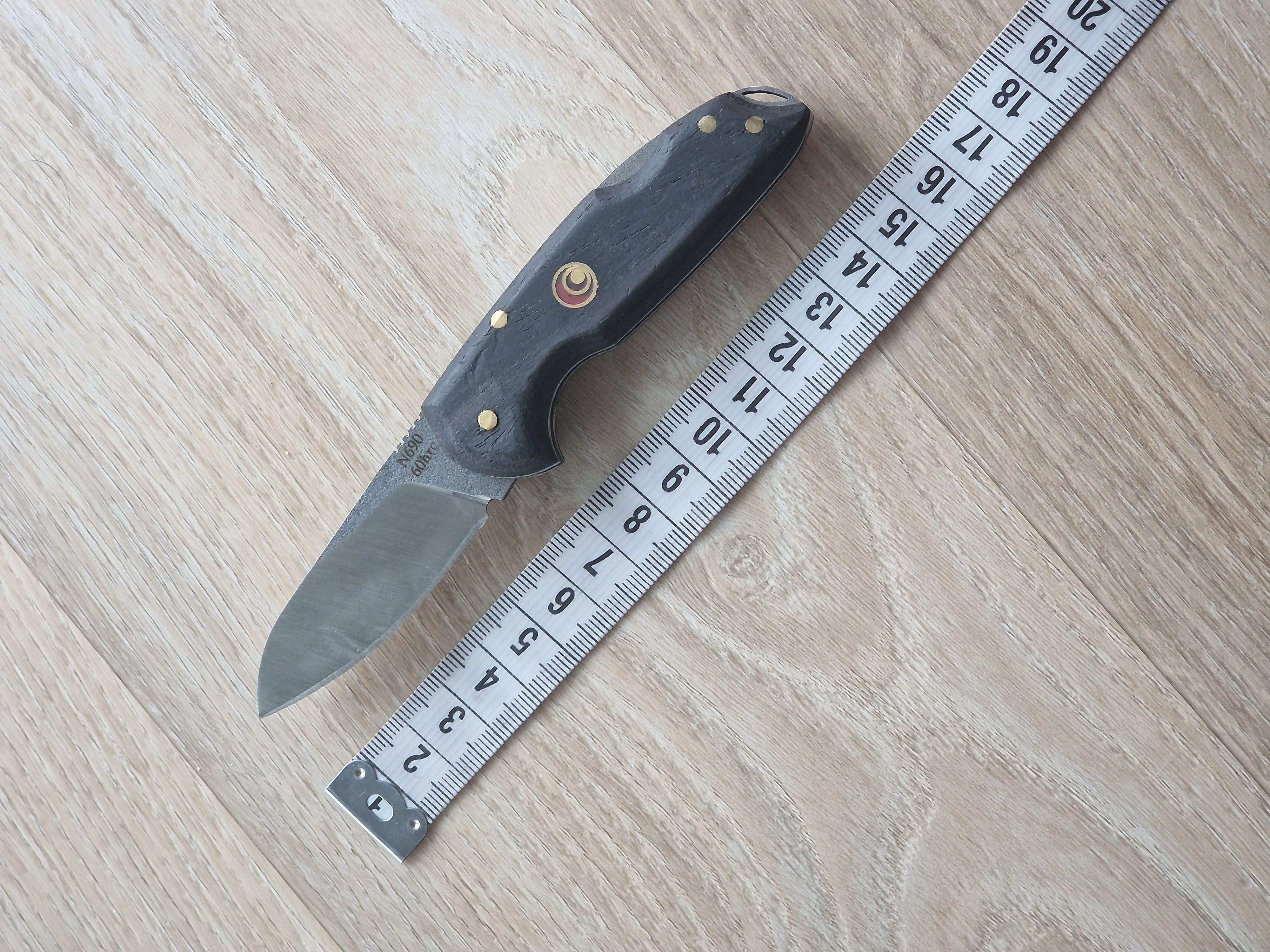 Handmade Pocket Knife with N690 Steel & Mosaic Pin (15 cm)