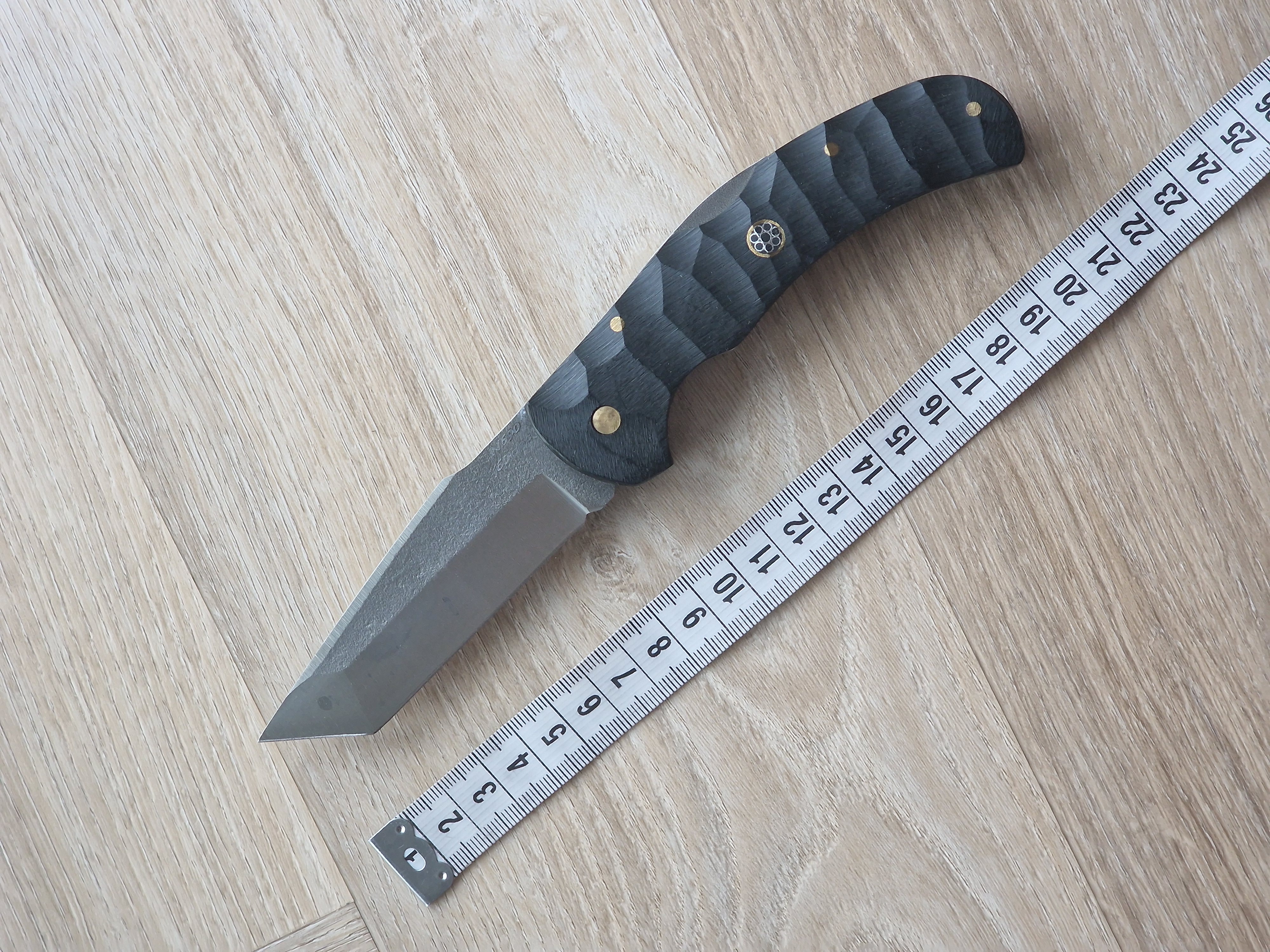 Handmade Tanto Pocket Knife with N690 Steel & Composite Handle (21 cm)