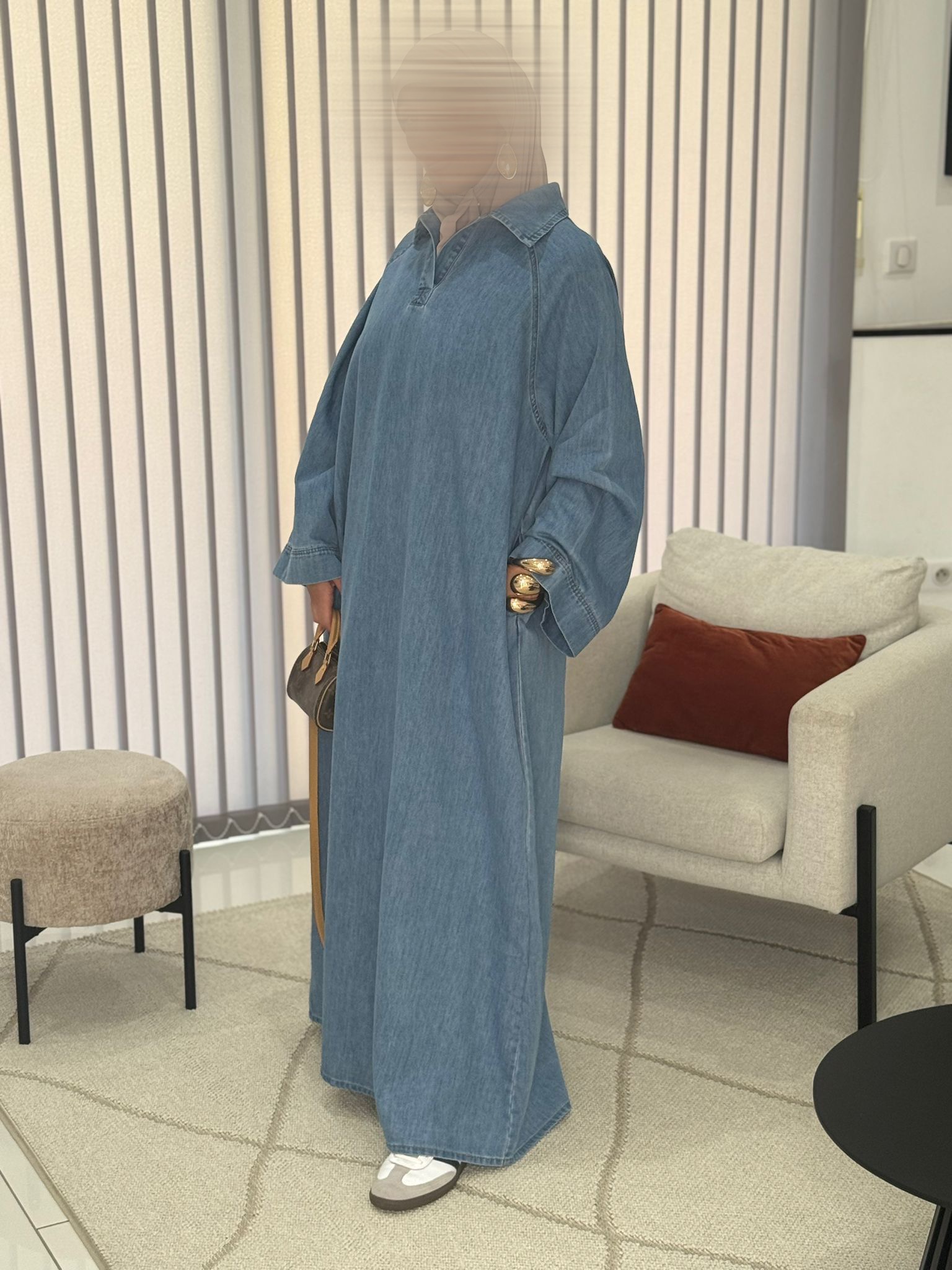Robe/Abaya en jean bleu