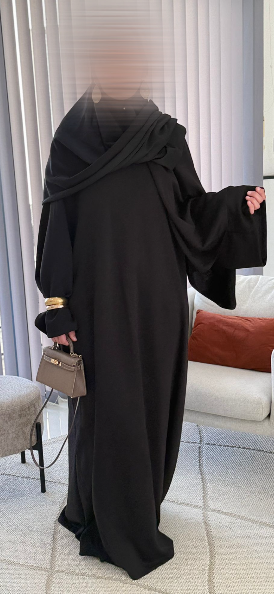 Abaya Safâ noire avec châle 