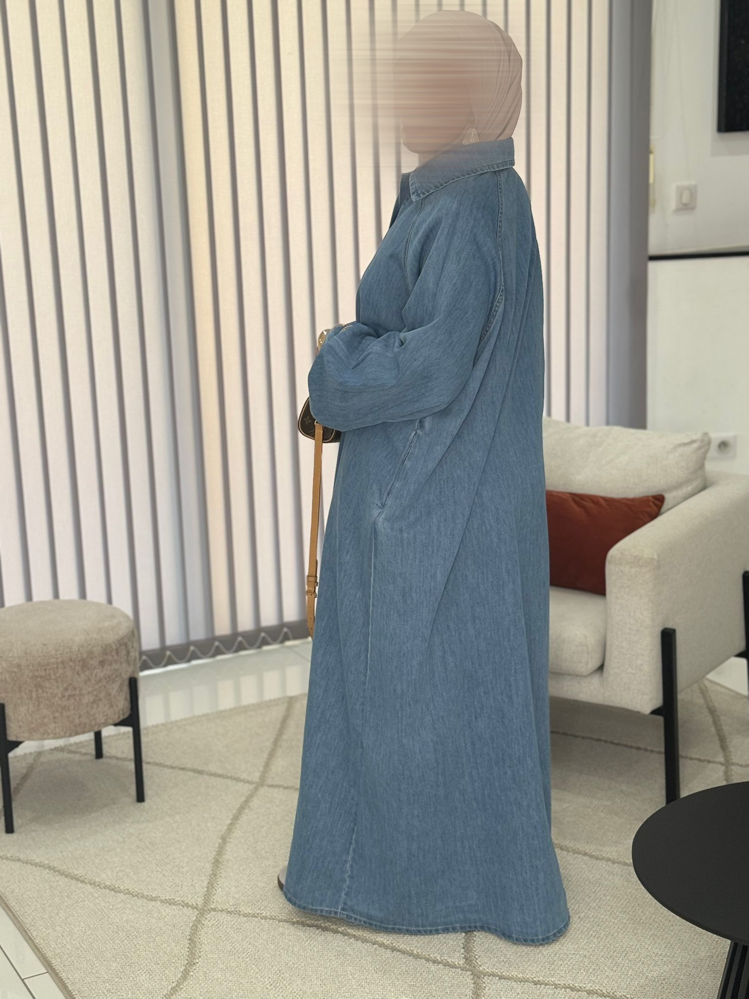 Robe/Abaya en jean bleu