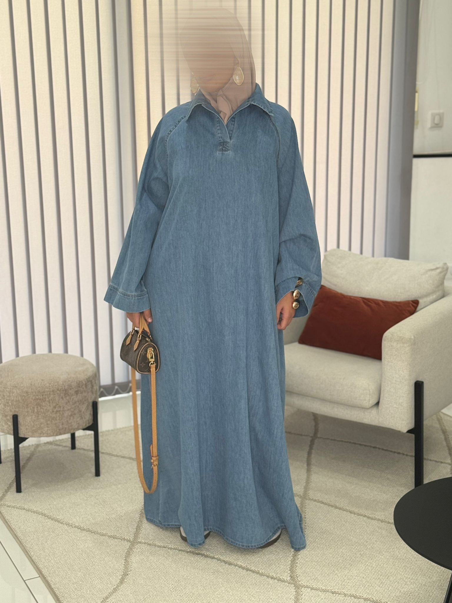 Robe/Abaya en jean bleu