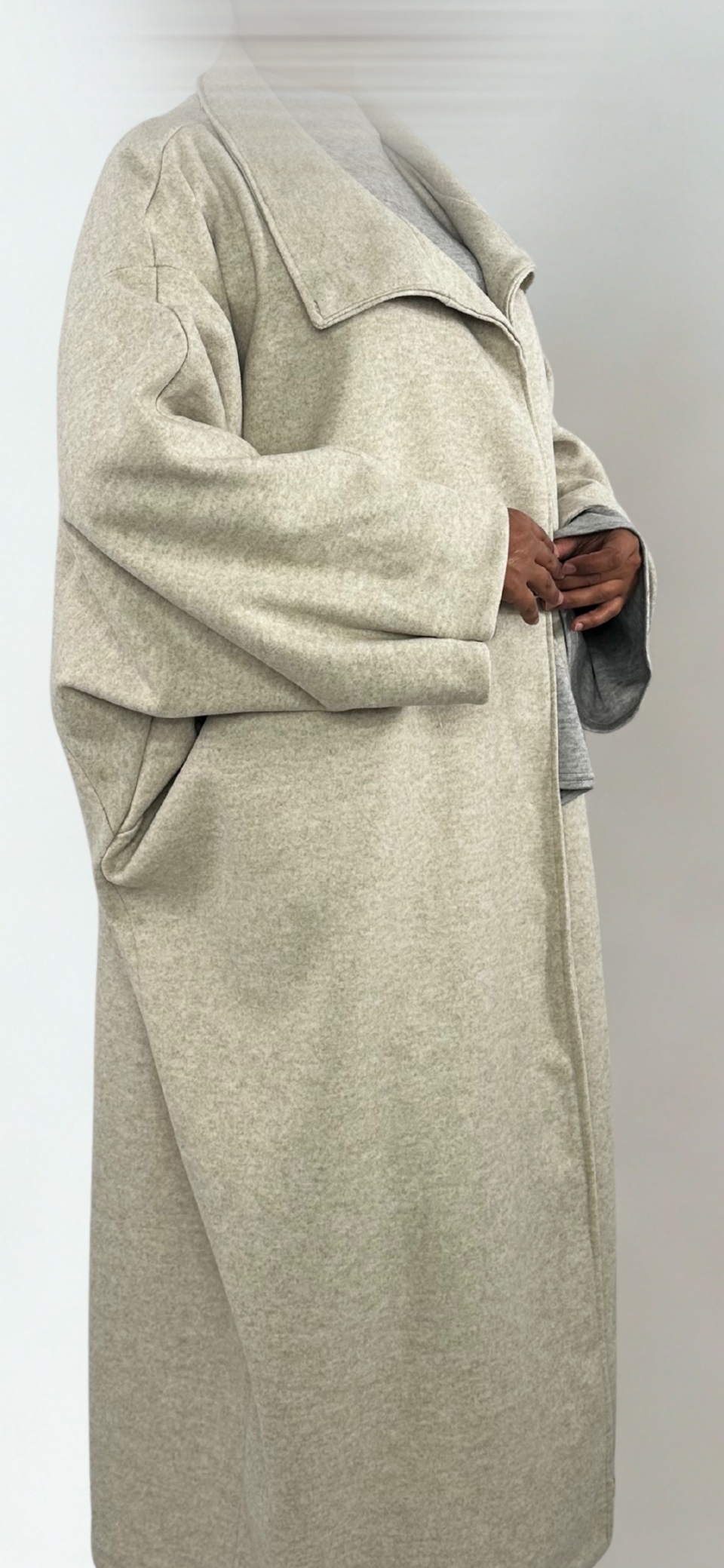 Manteau long effet Papillon Beige