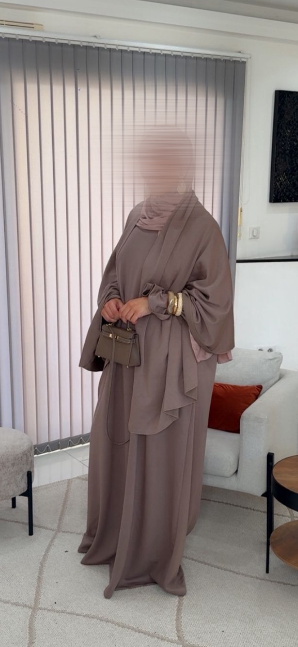 Abaya Safâ taupe avec châle