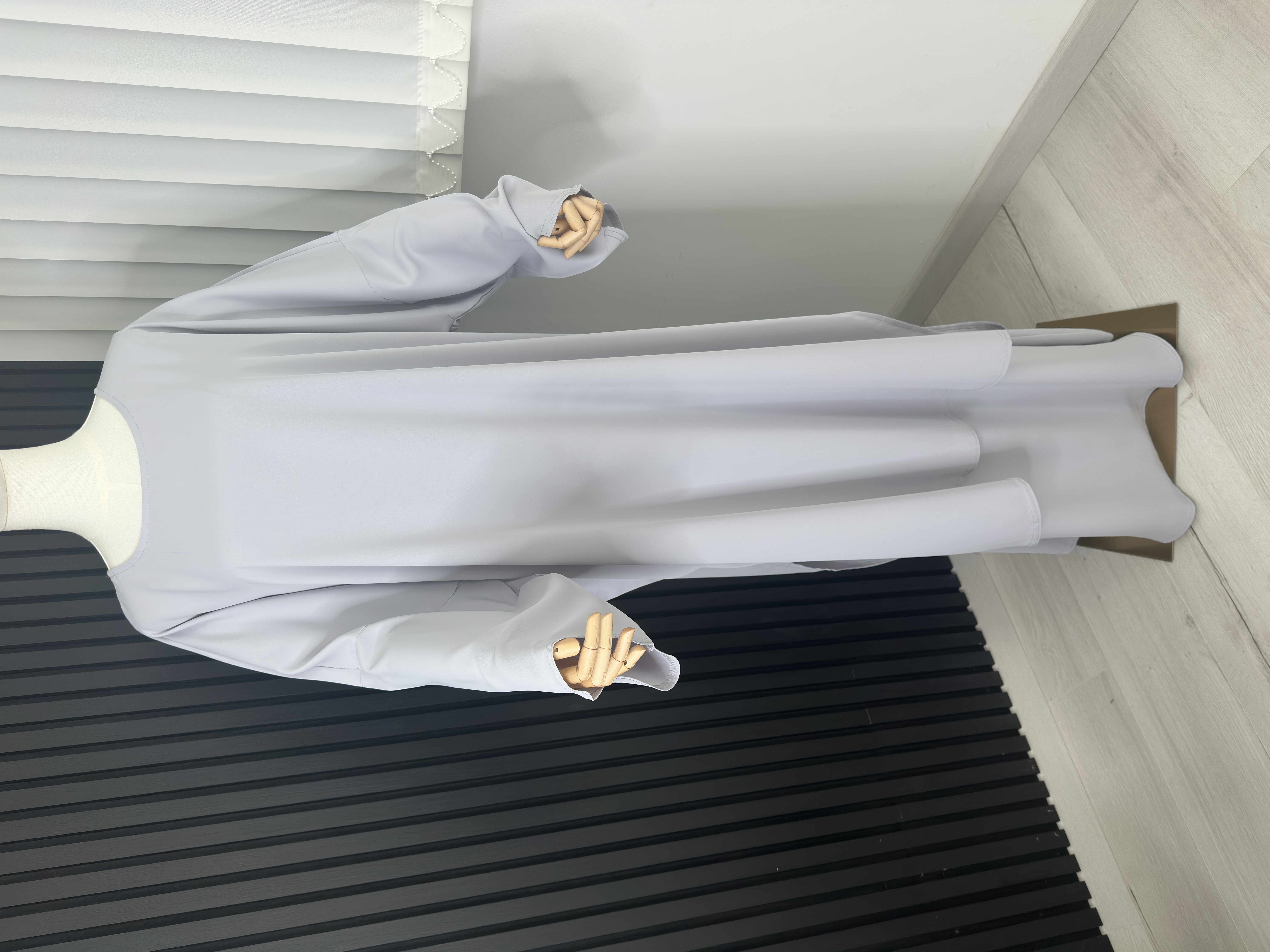 Ensemble mastour femme HAYBA gris clair – tunique longue fluide