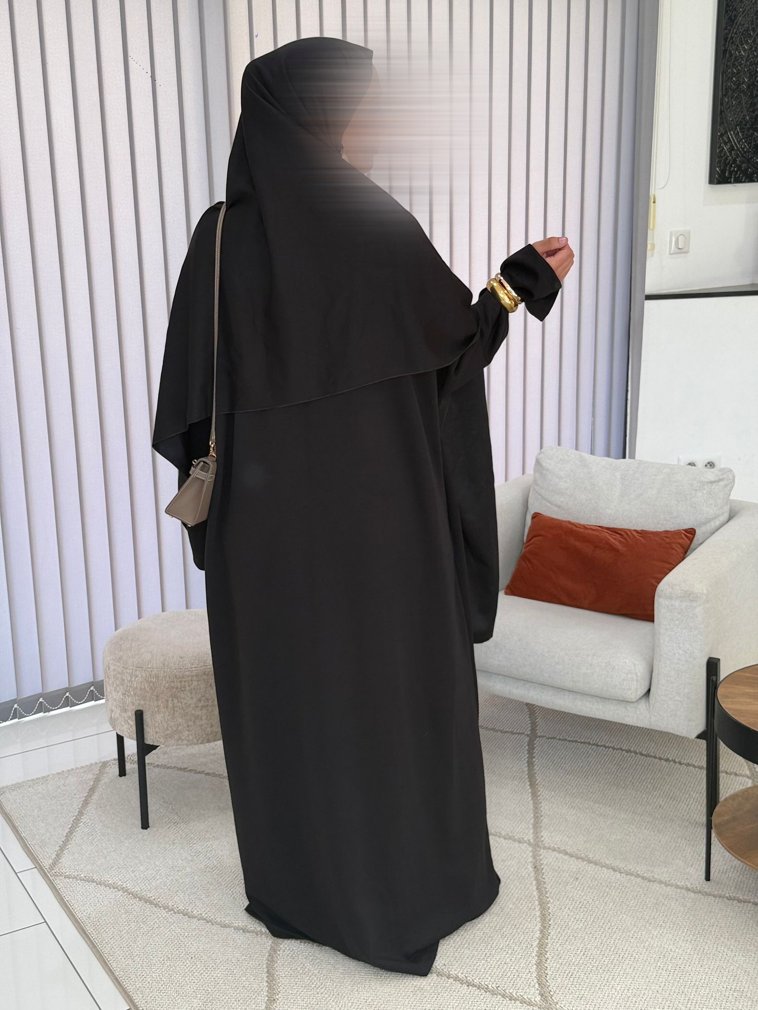 Abaya Safâ noire avec châle 