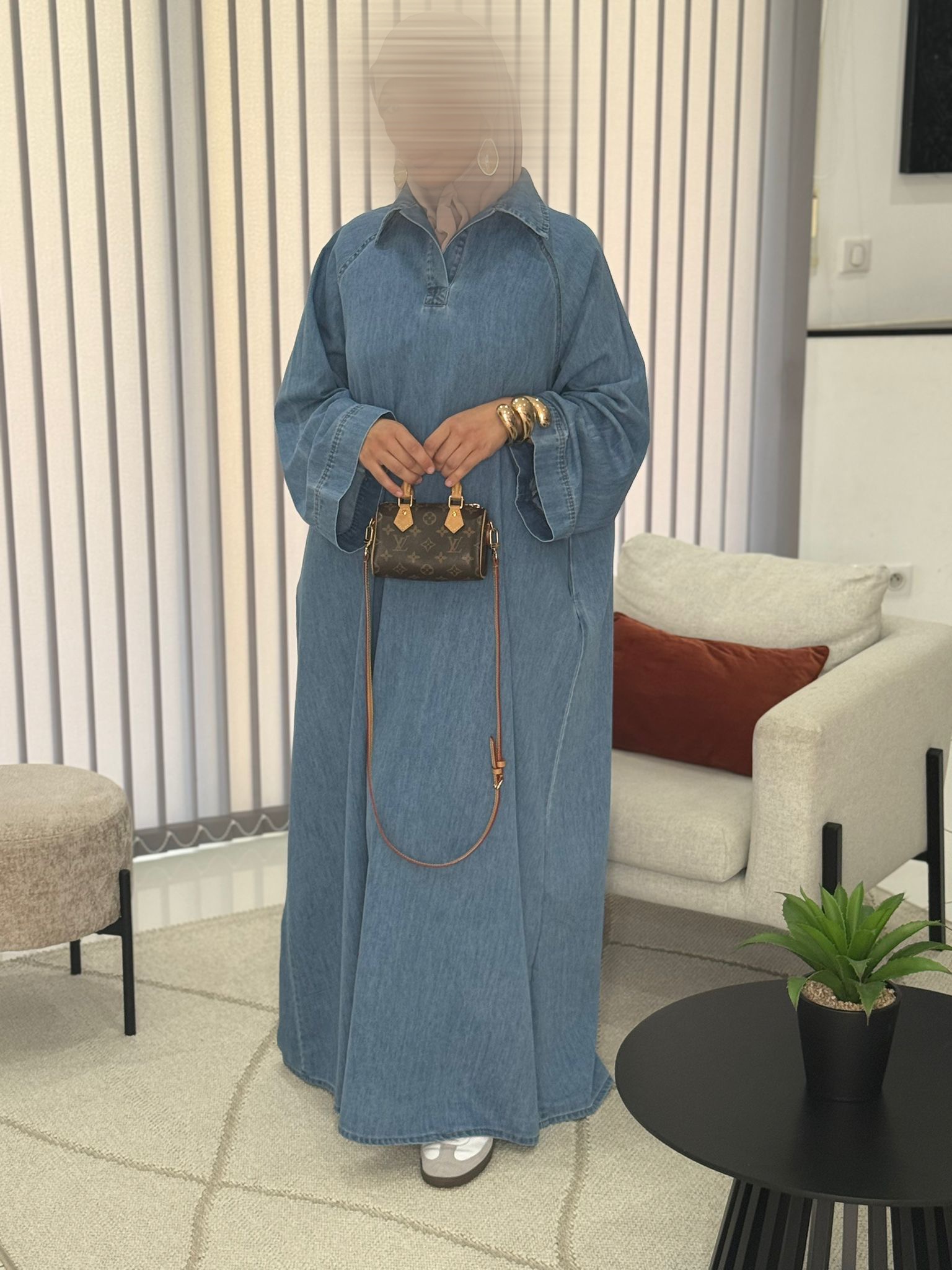 Robe/Abaya en jean bleu