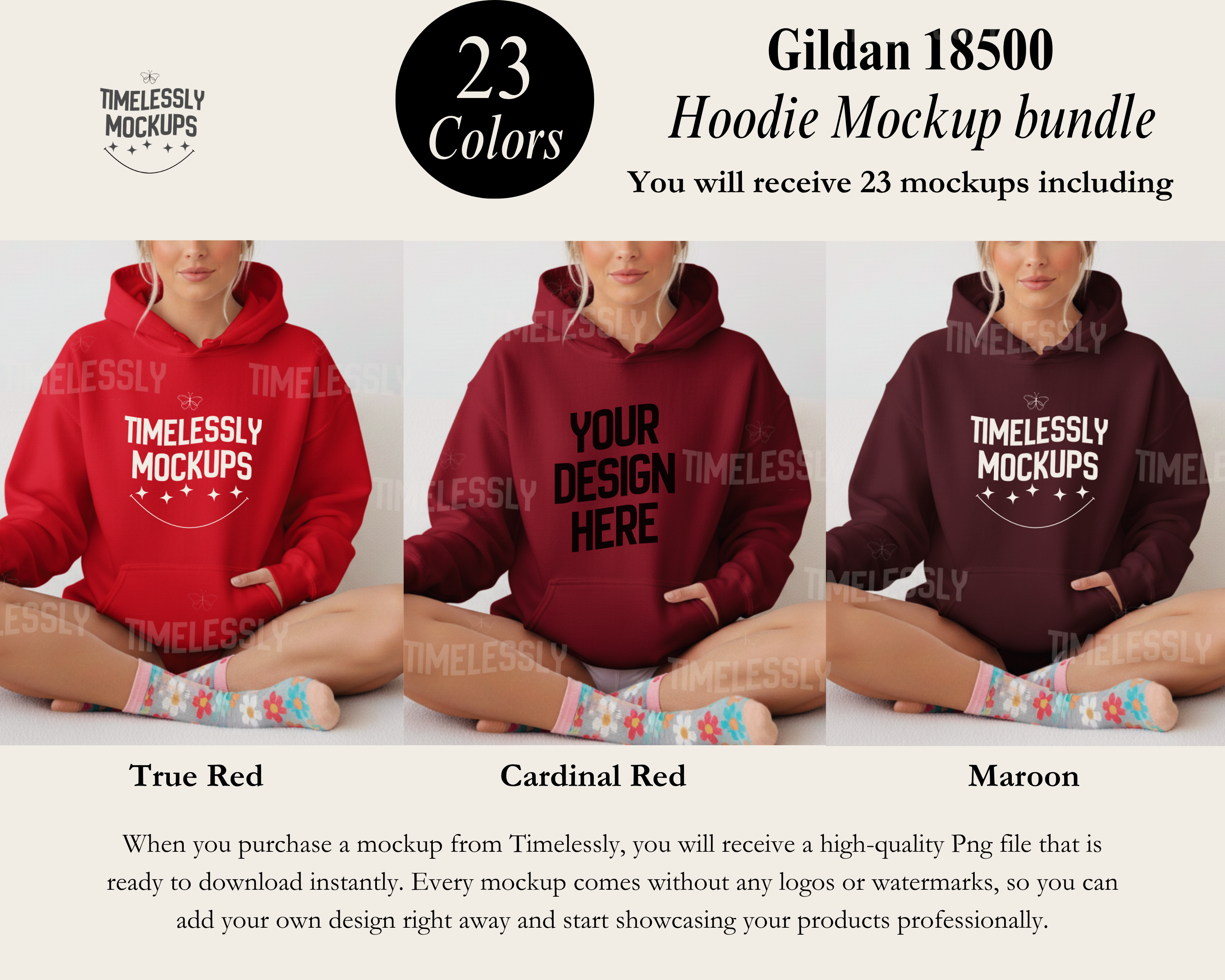 Gildan 18500 Hoodie Mockup Bundle — Instant PNG