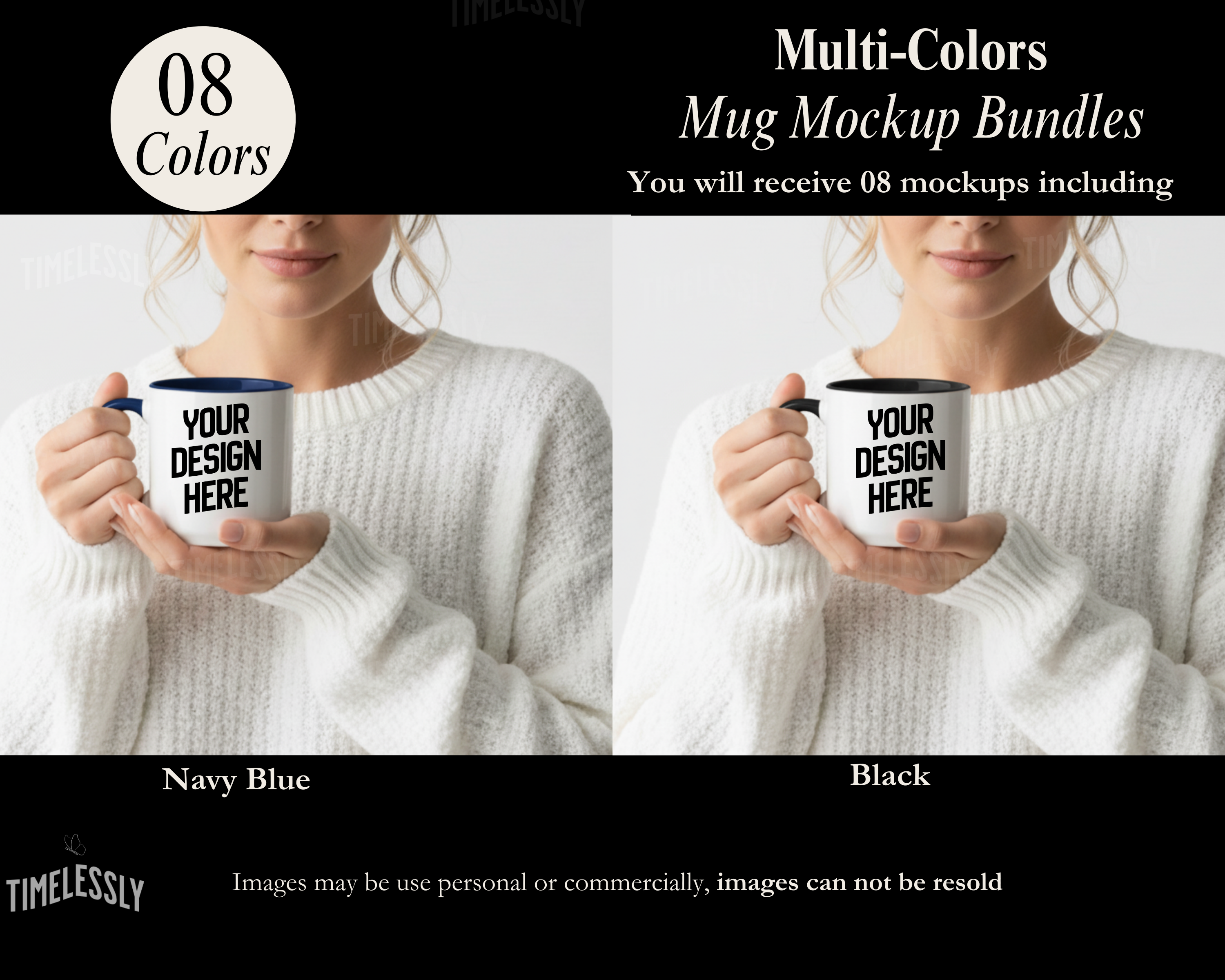 Trendy Accent Mugs Bundle: Boho-inspired Mockups in Yellow, Pink, Blue, and More