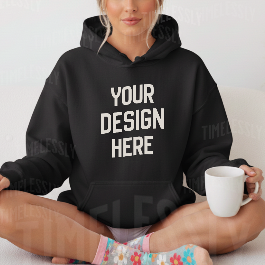 Gildan 18500 Hoodie Lifestyle Mockup – Black