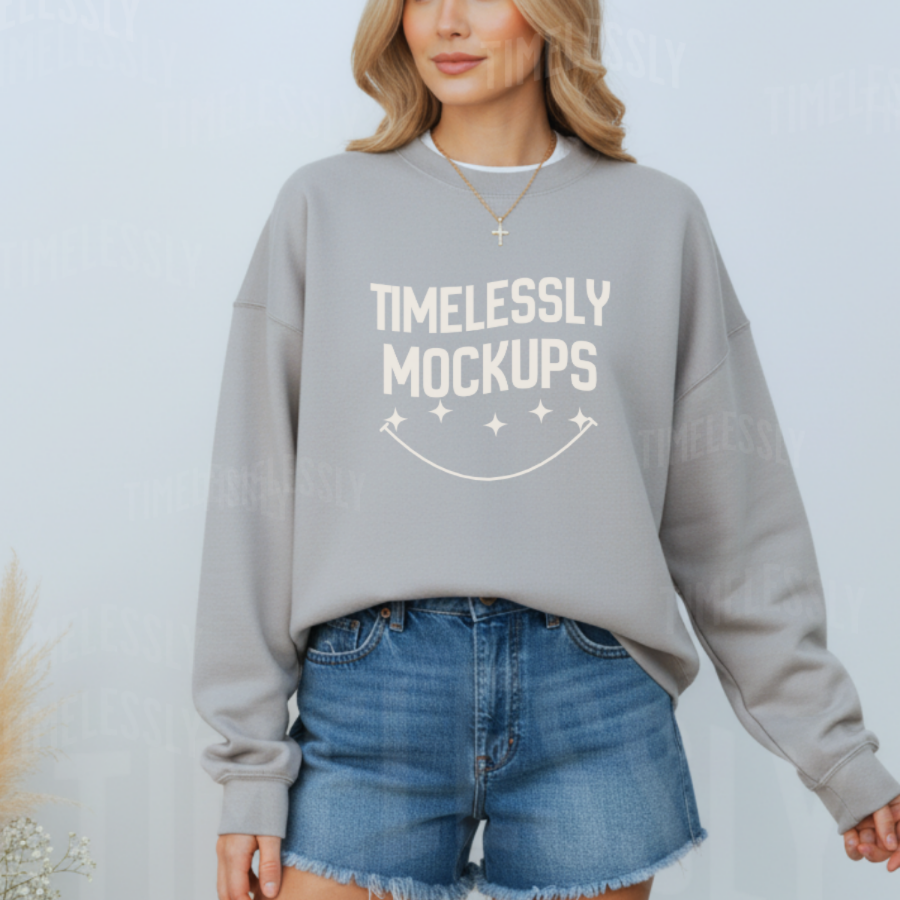Gildan 18000 Crewneck Mockup – Ash