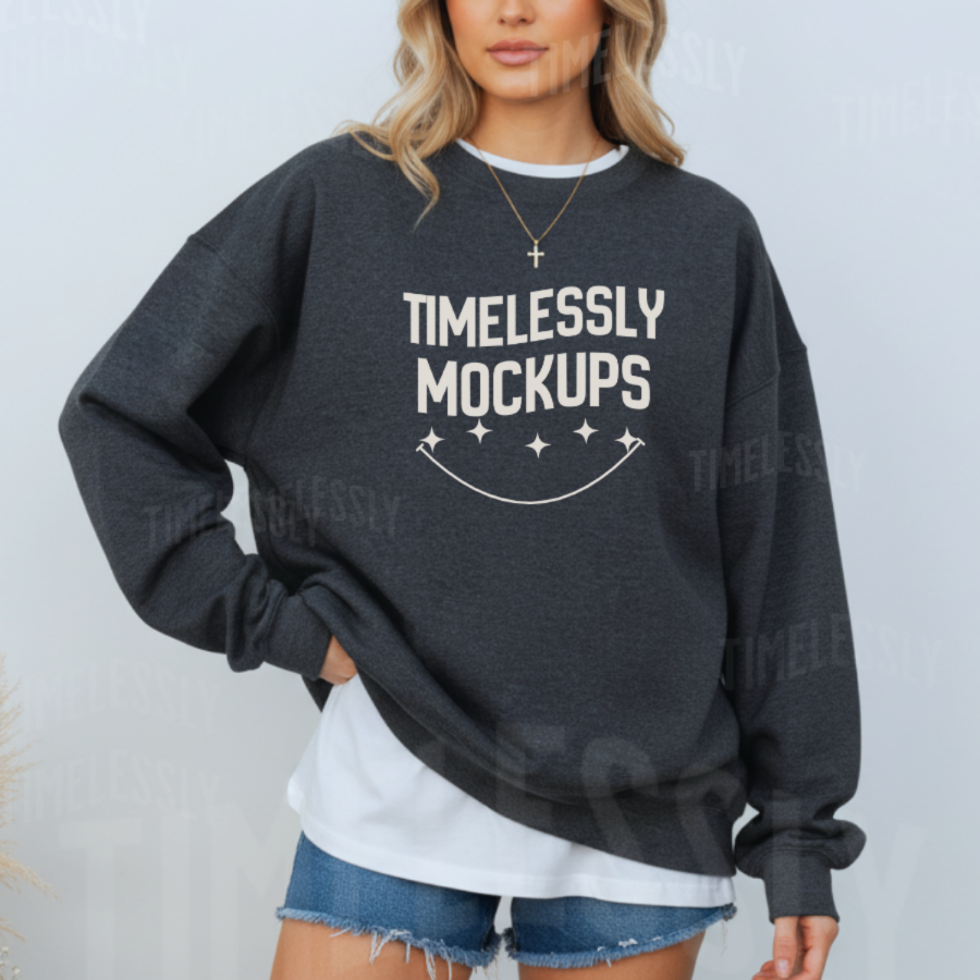 Gildan 18000 Crewneck Mockup – Charcoal
