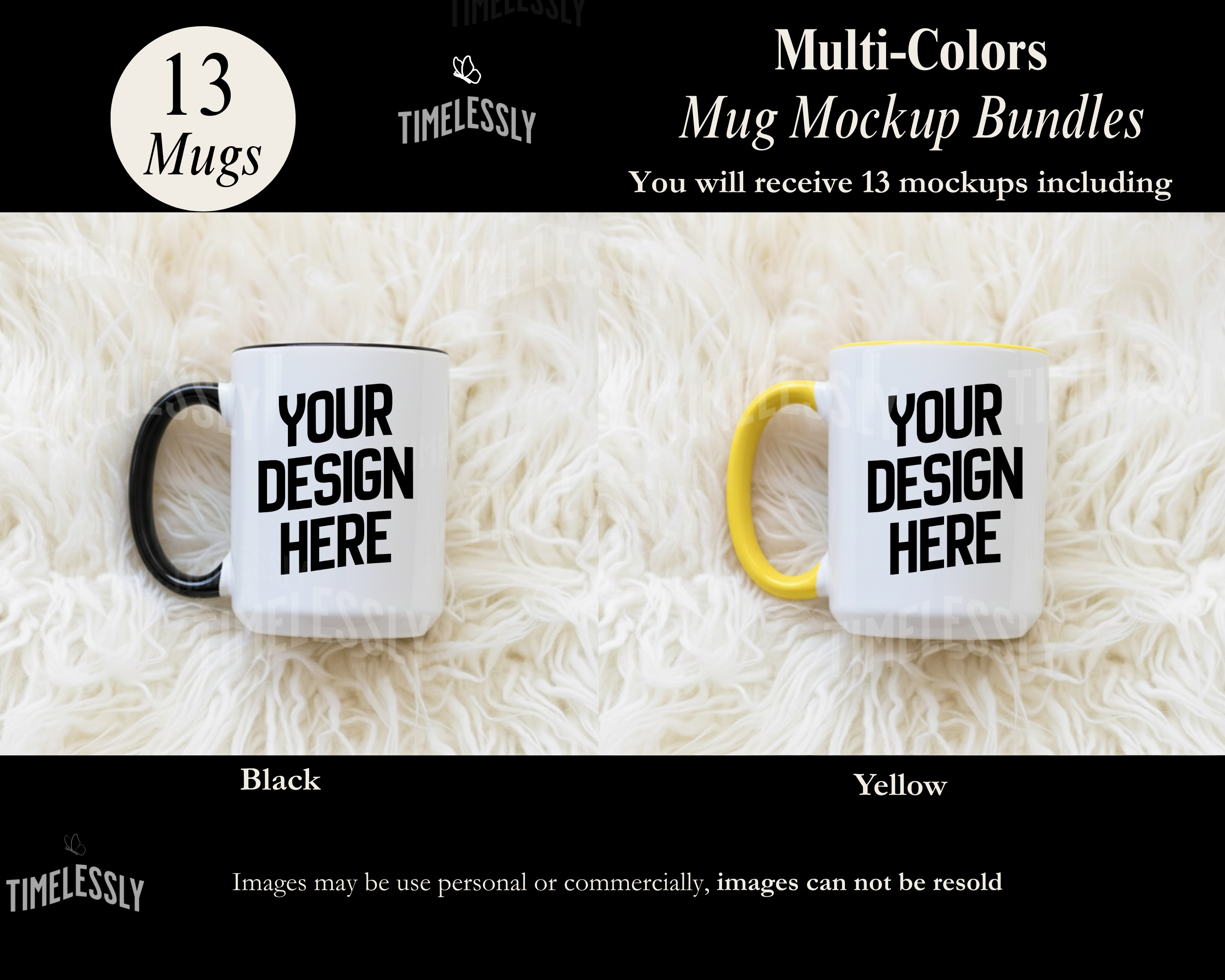 Trendy Boho Accent Mug Mockup Bundle – Yellow, Pink, Blue & More