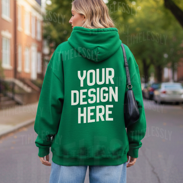 Gildan 18500 Hoodie Lifestyle Mockup – Irish Green 