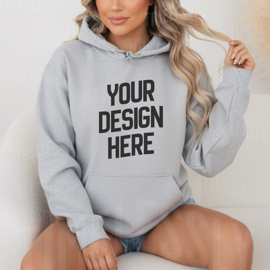Gildan 18500 Hoodie Lifestyle Mockup – Ash