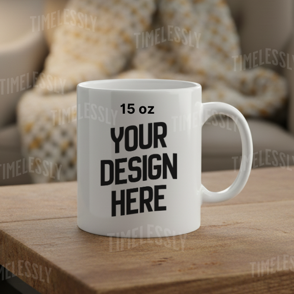 15 oz White Mug Mockup | Cup Template | Instant Download