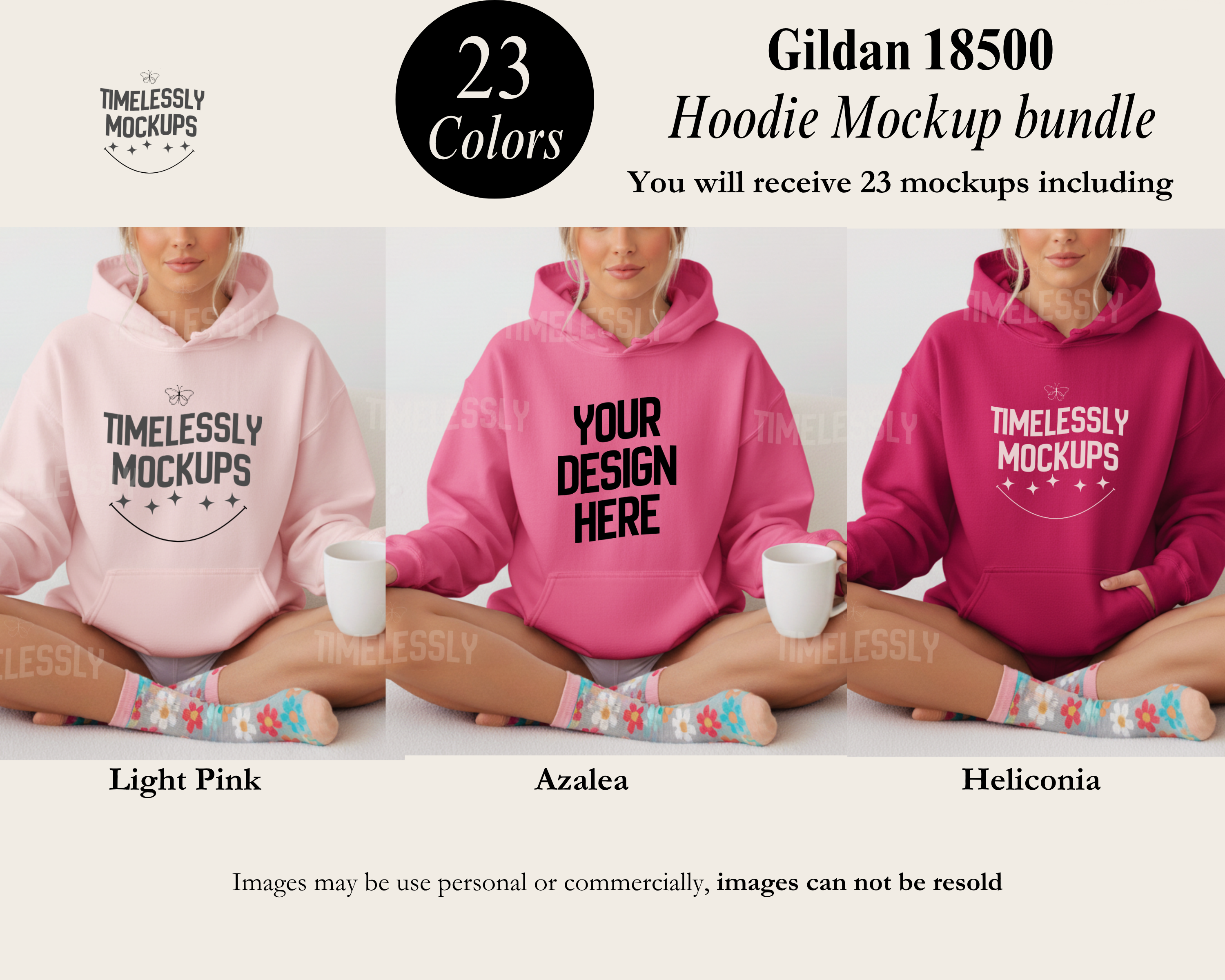 Gildan 18500 Hoodie Mockup Bundle — Instant PNG
