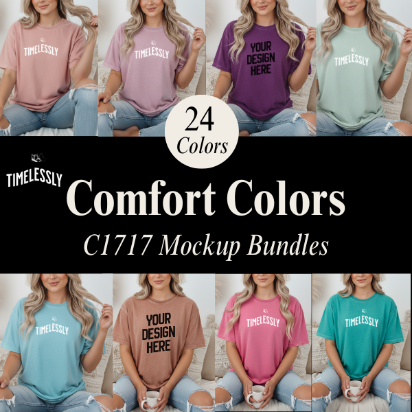 Comfort Colors C1717 Front View Mockup Pack – 24 High-Res PNG Lifestyle Images