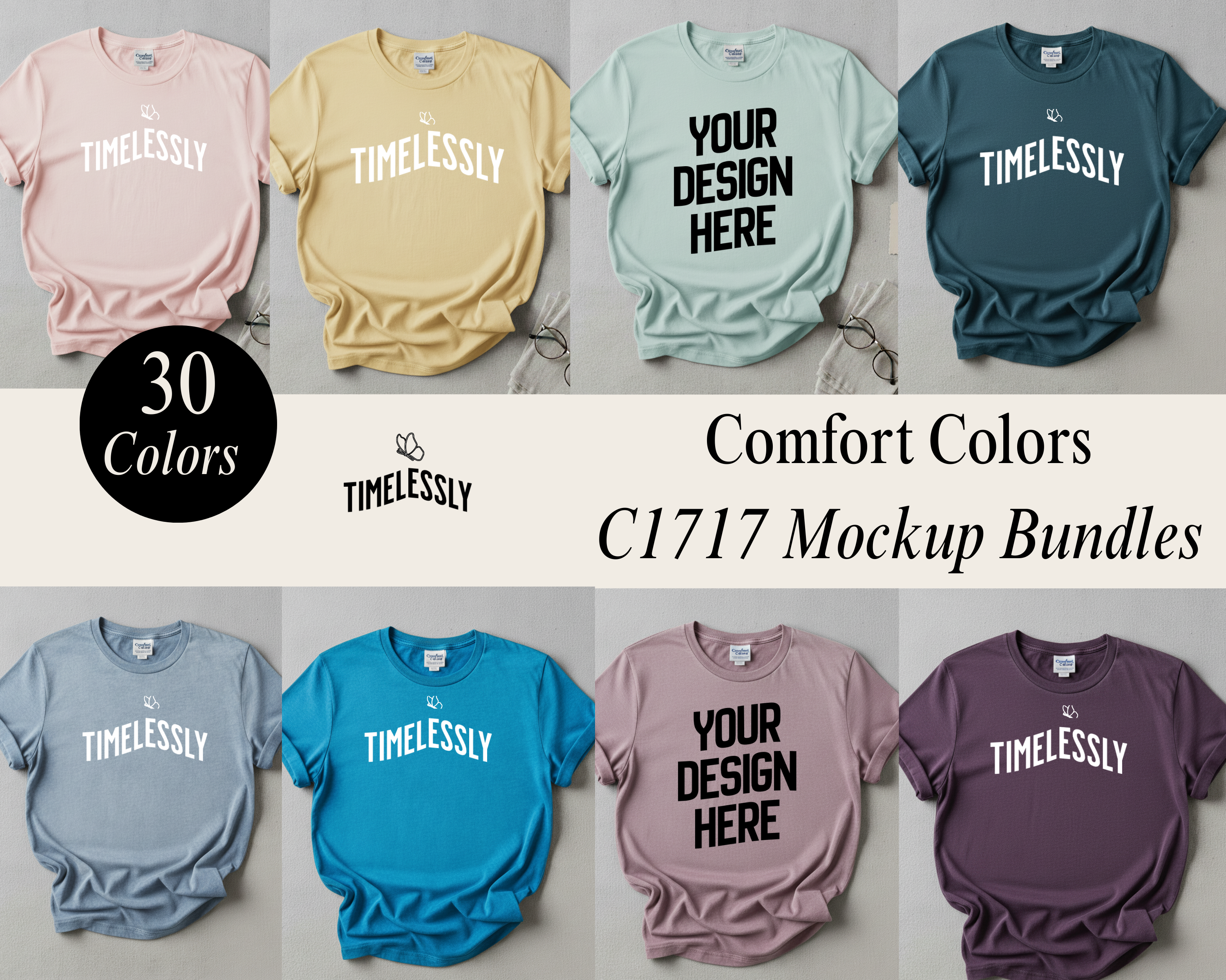 Comfort Colors C1717 Flatlay Mockup Bundle – 30 Premium Mockups