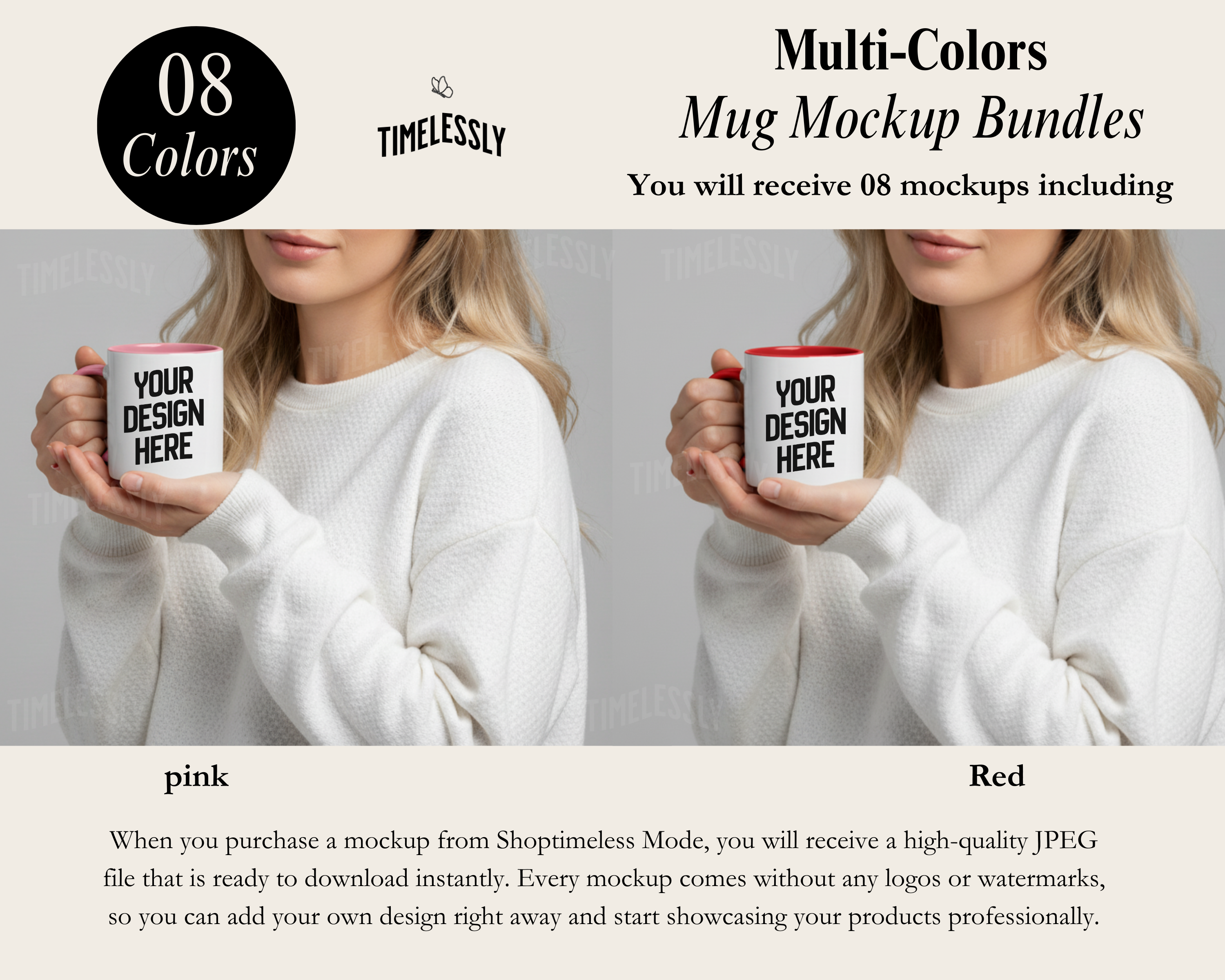 Trendy Accent Mugs Bundle: Boho-inspired Mockups in Yellow, Pink, Blue, and More