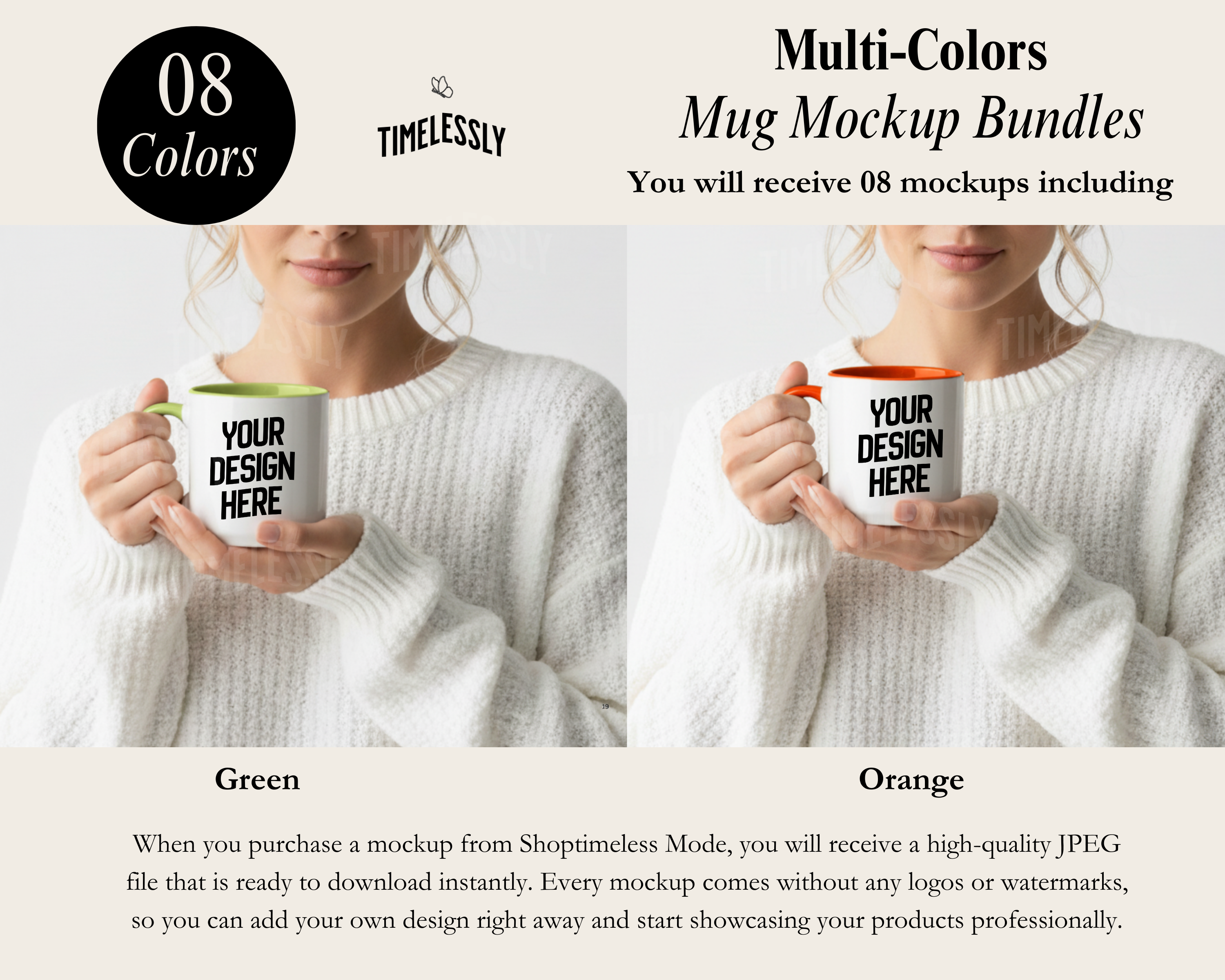 Trendy Accent Mugs Bundle: Boho-inspired Mockups in Yellow, Pink, Blue, and More