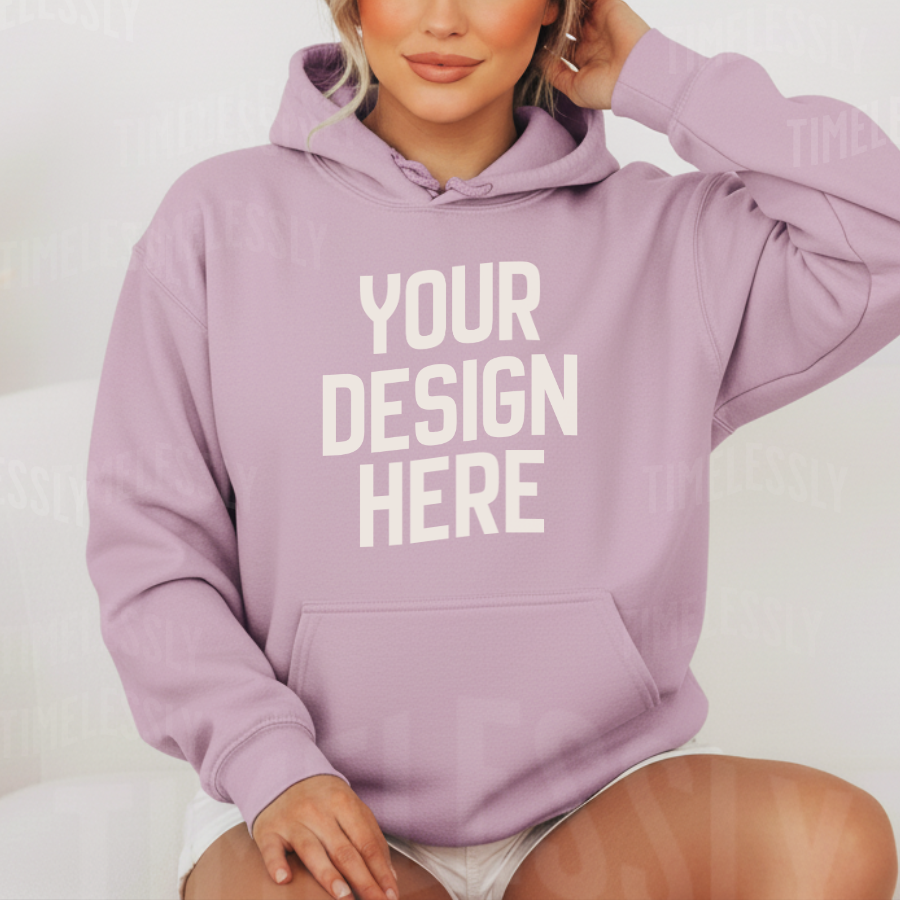 Gildan 18500 Hoodie Lifestyle Mockup – Orchid