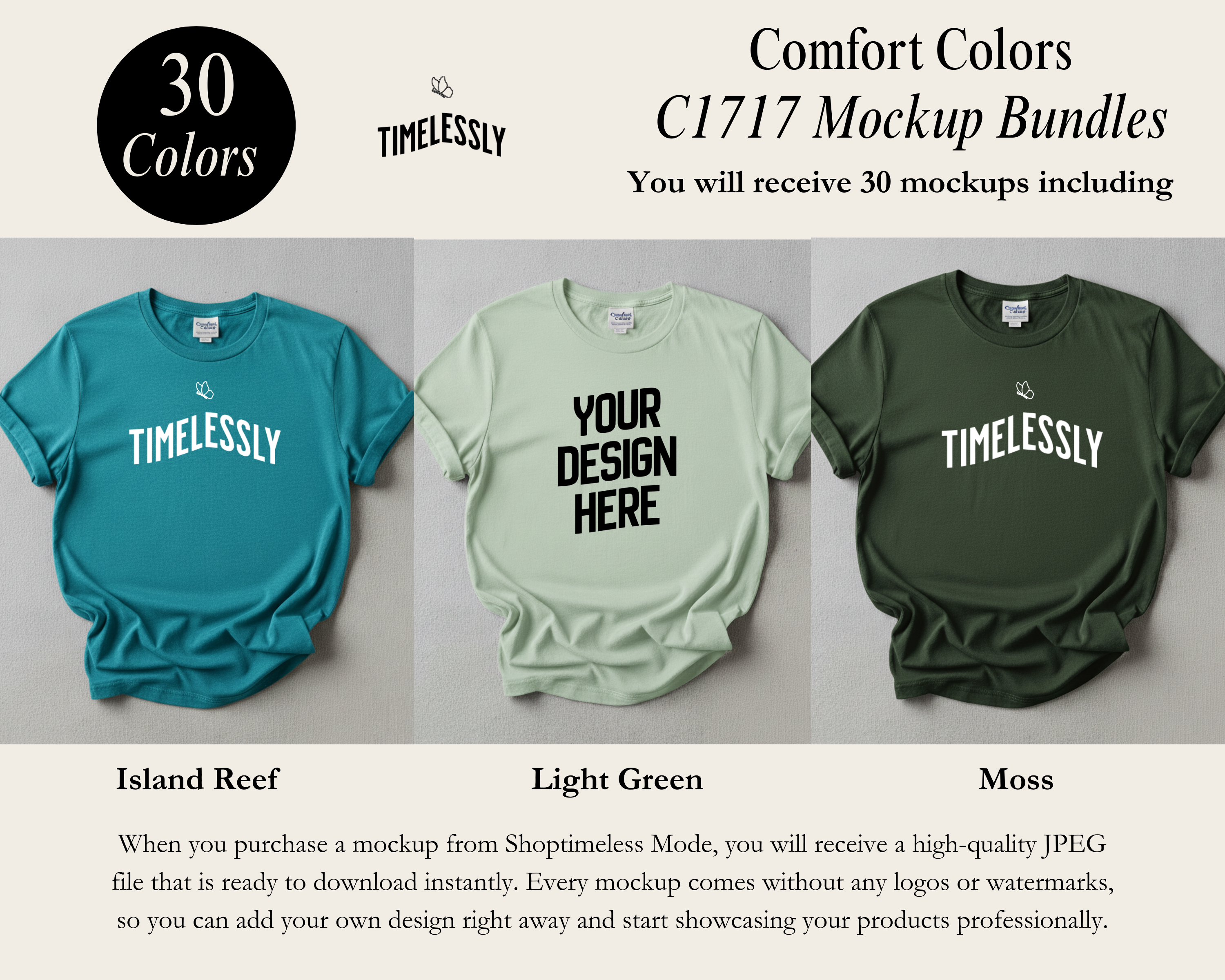 Comfort Colors C1717 Flatlay Mockup Bundle – 30 Premium Mockups