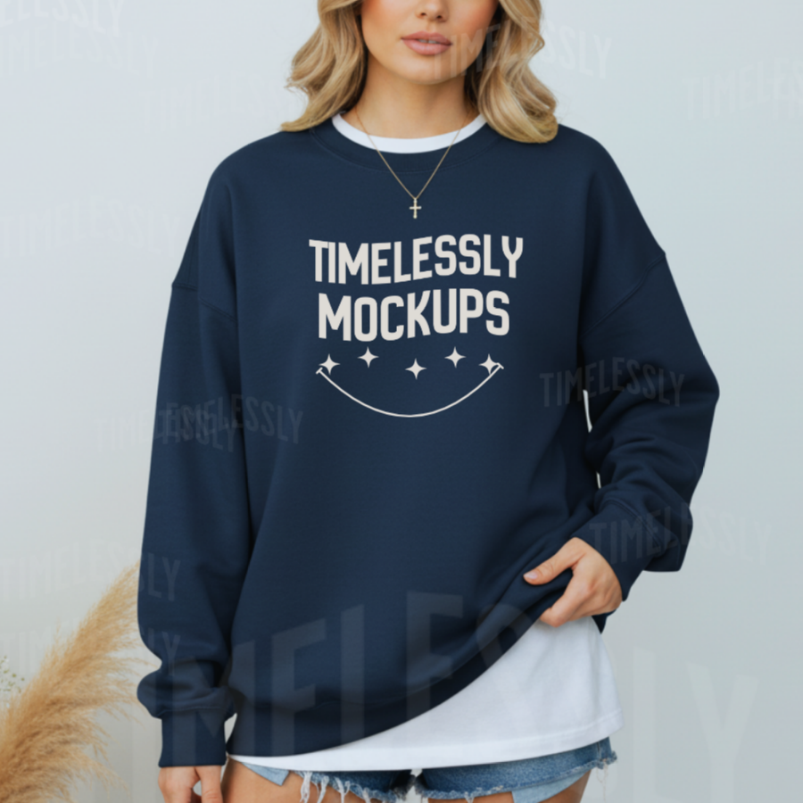 Gildan 18000 Crewneck Mockup – Navy